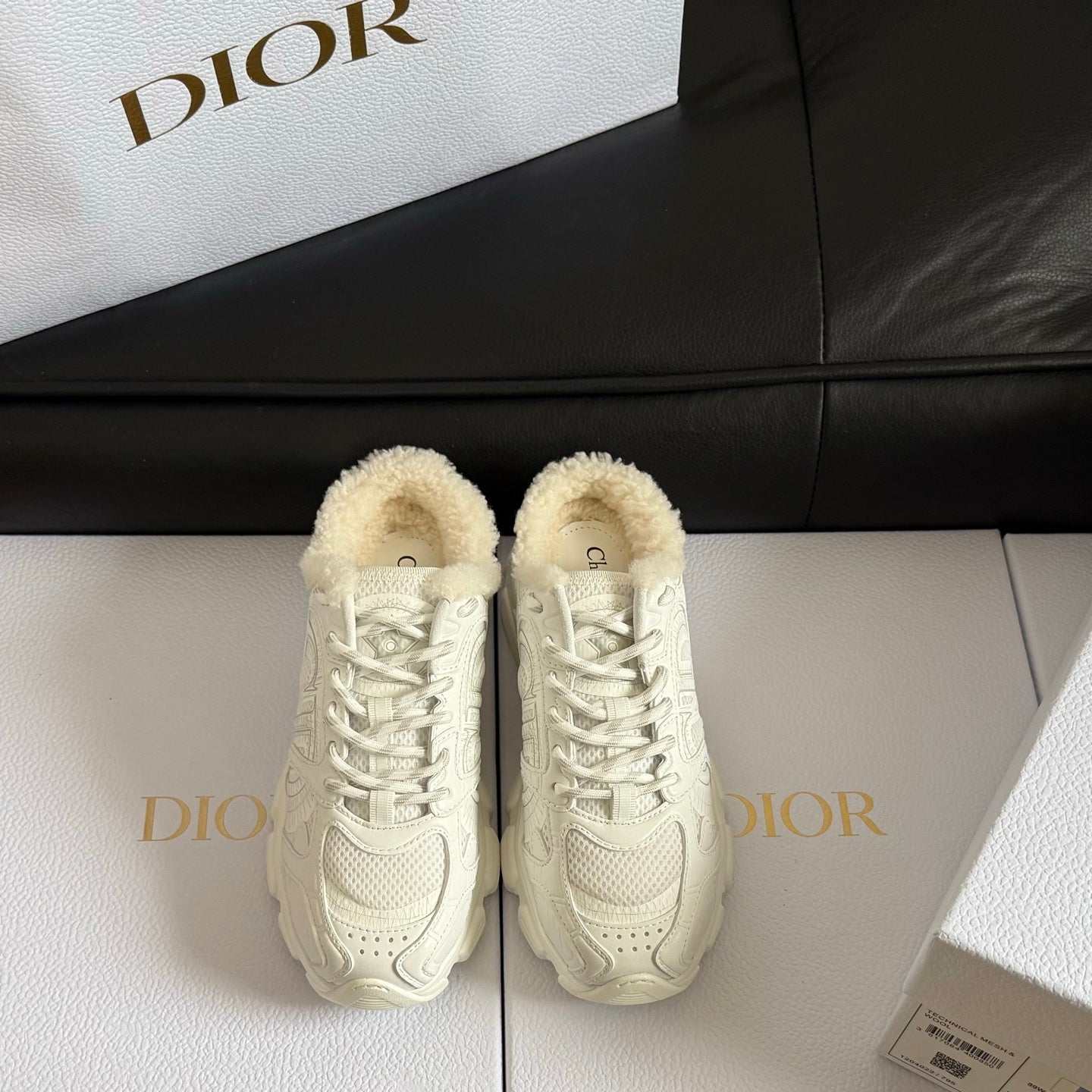 Dior 25 Chrono Sneakers White Mesh Calfskin 531395
