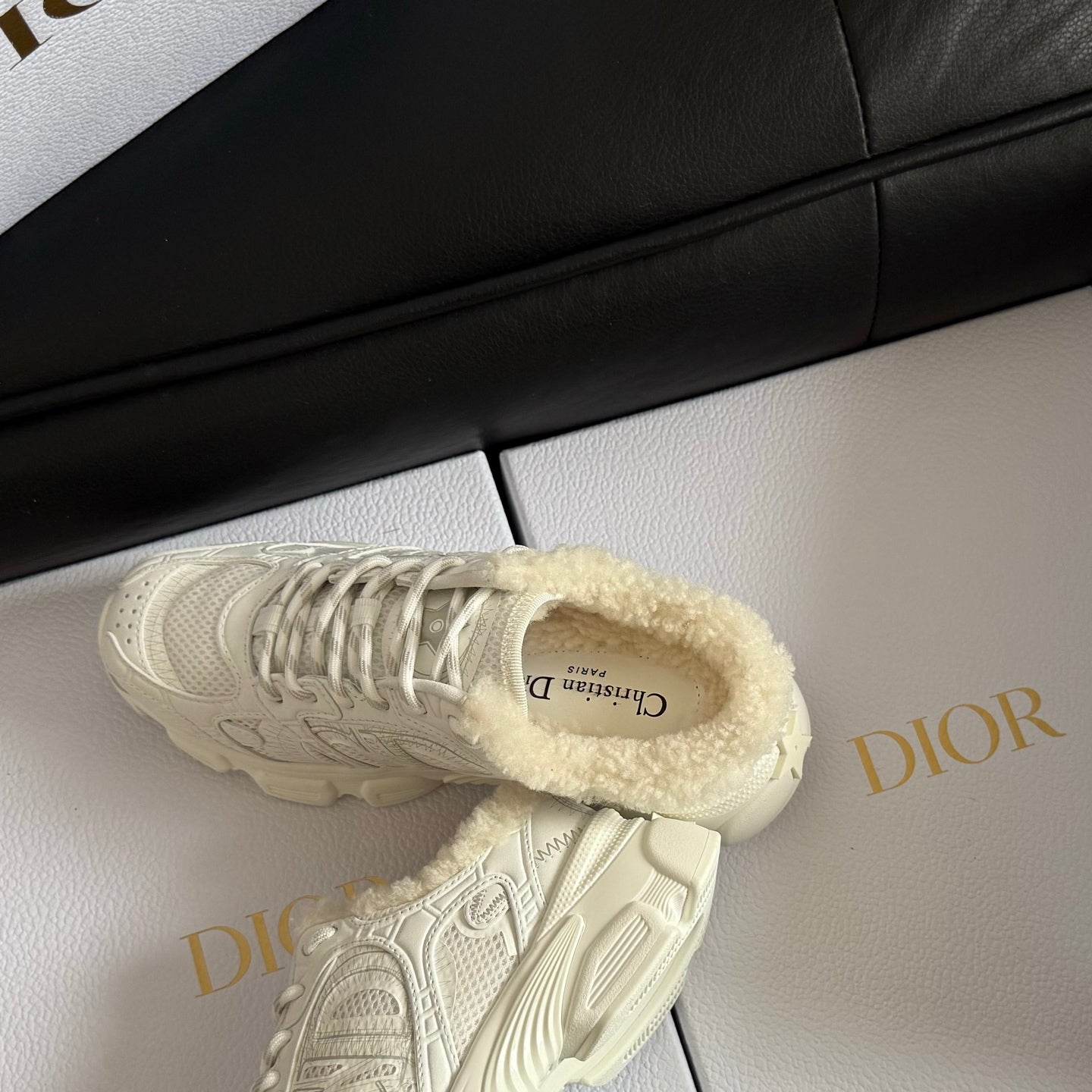 Dior 25 Chrono Sneakers White Mesh Calfskin 531395
