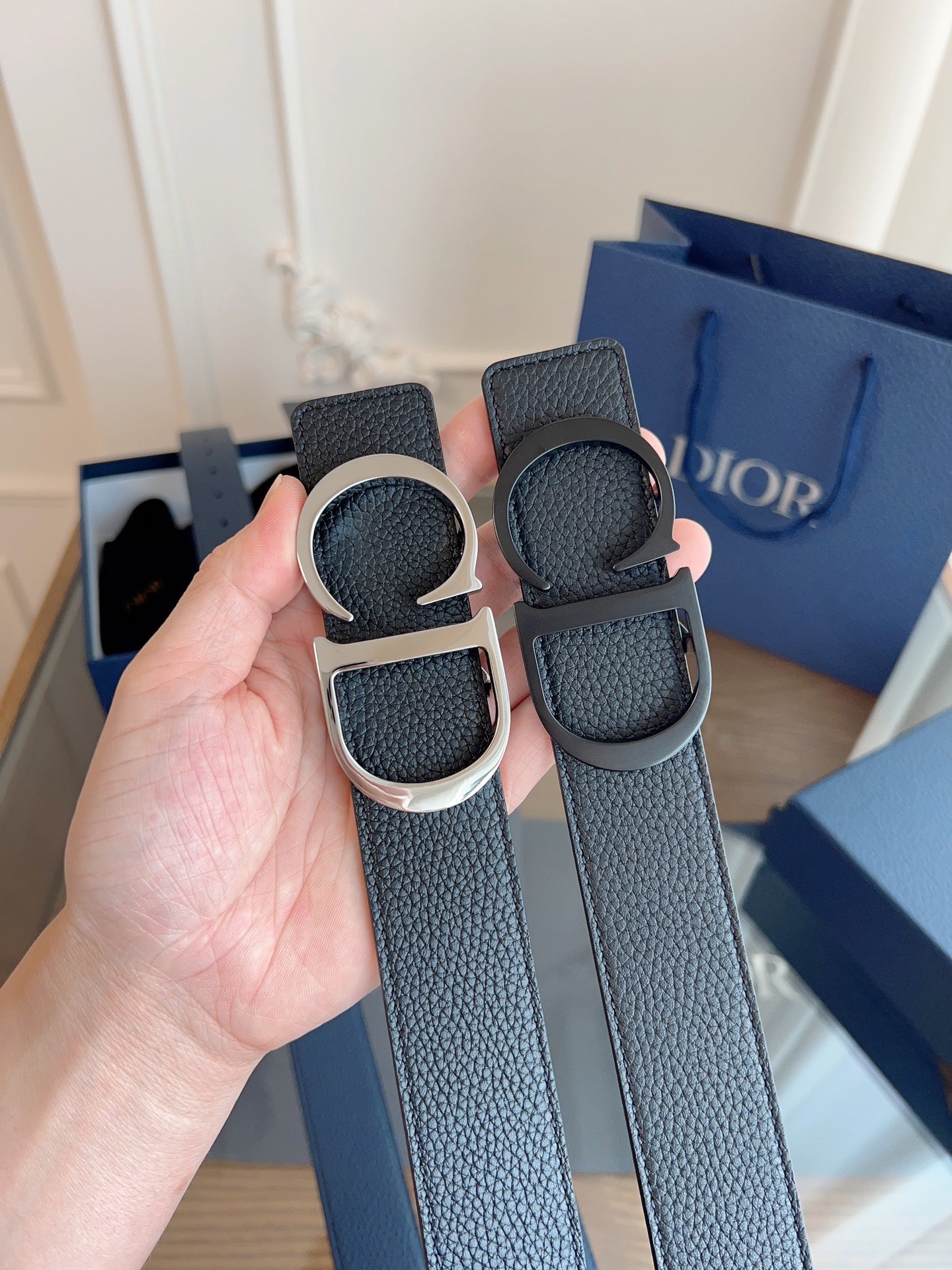 Dior 2025 Belt Black with Silver Buckle