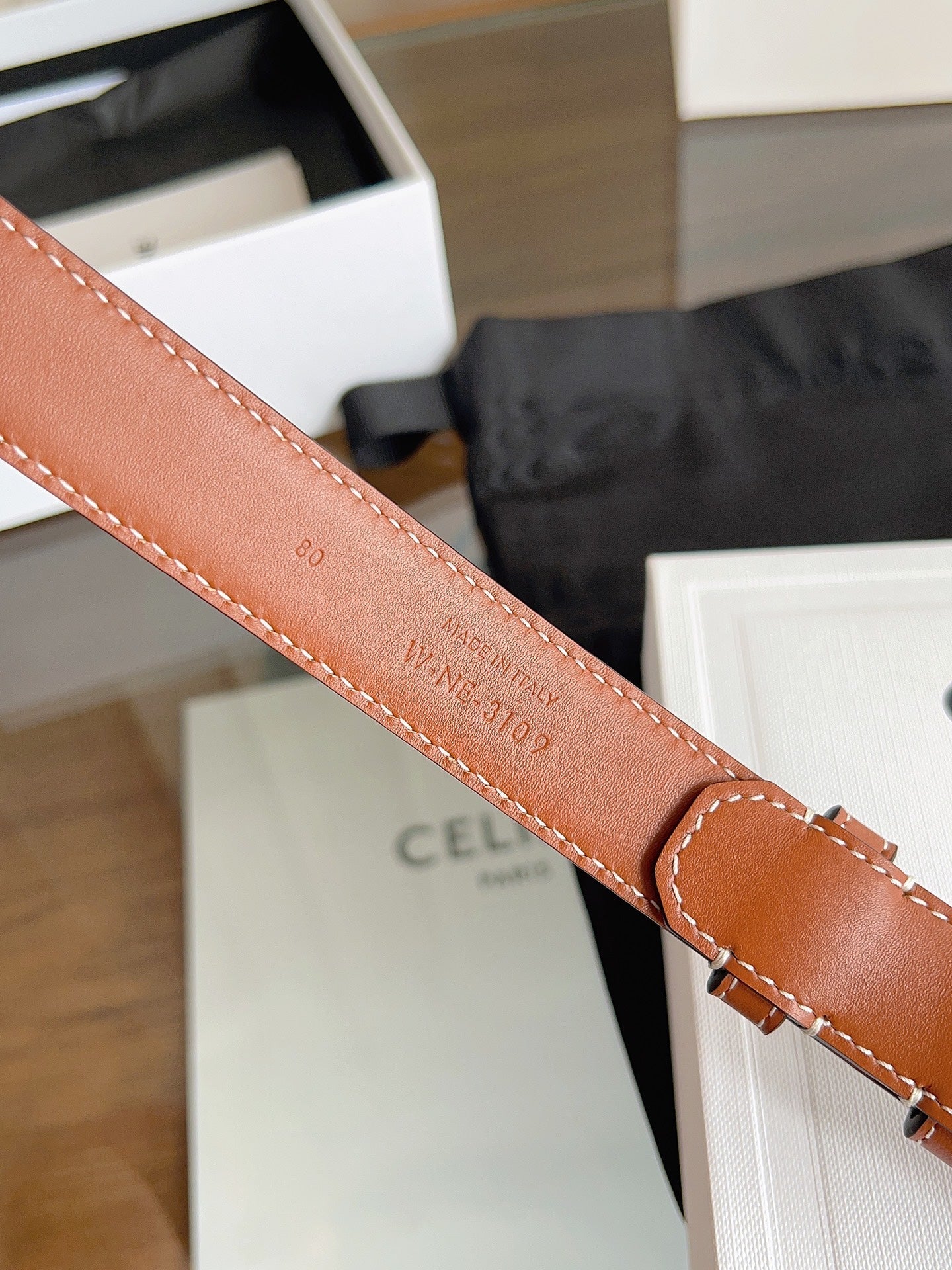 CL Black 25mm Triomphe Enamel Saddle Dark Brown Monogram Cowhide 615273