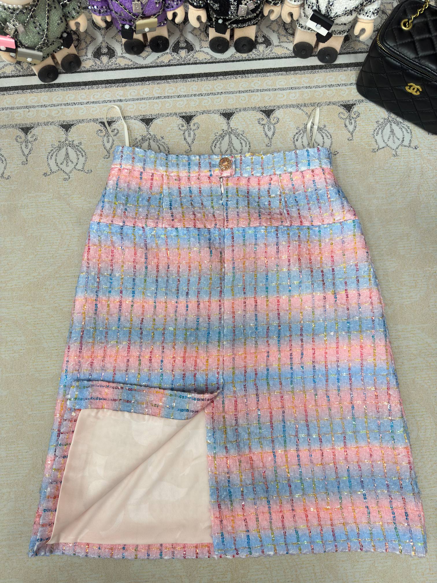 CC Tweed Skirt Blue Pink Lanie Wool Polyamide 251953