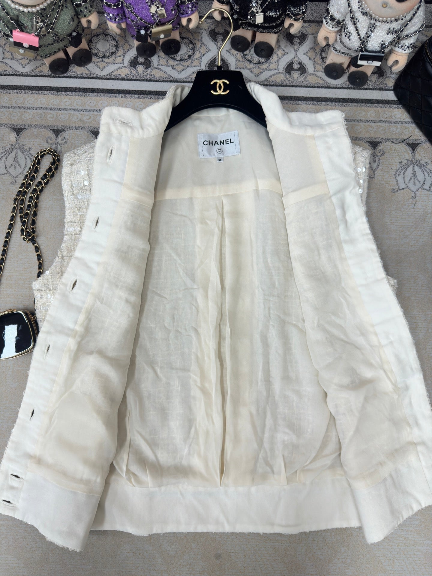 CC Tweed Twinkle Vest White Cotton Polyamide 251873