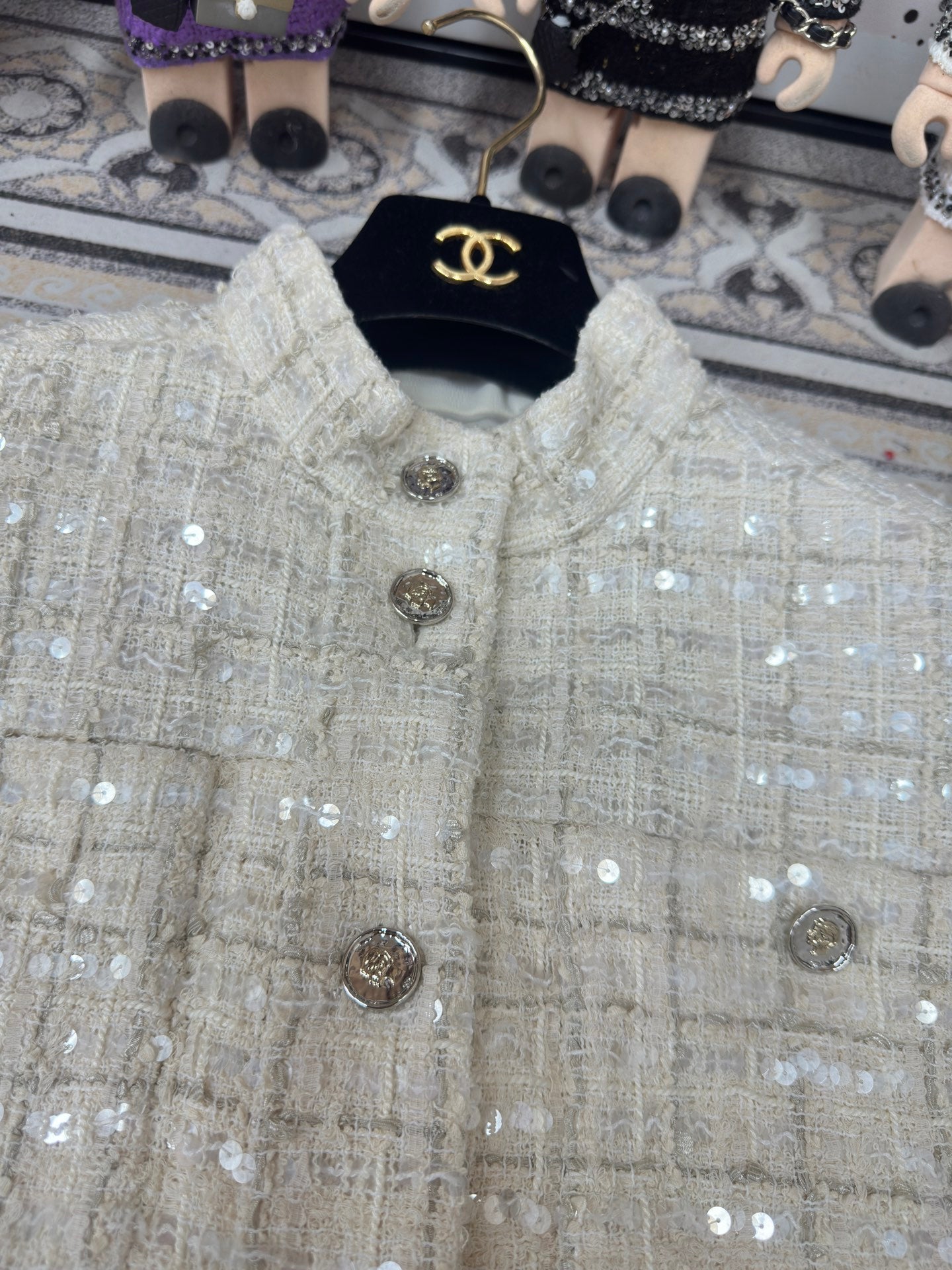 CC Tweed Twinkle Vest White Cotton Polyamide 251873