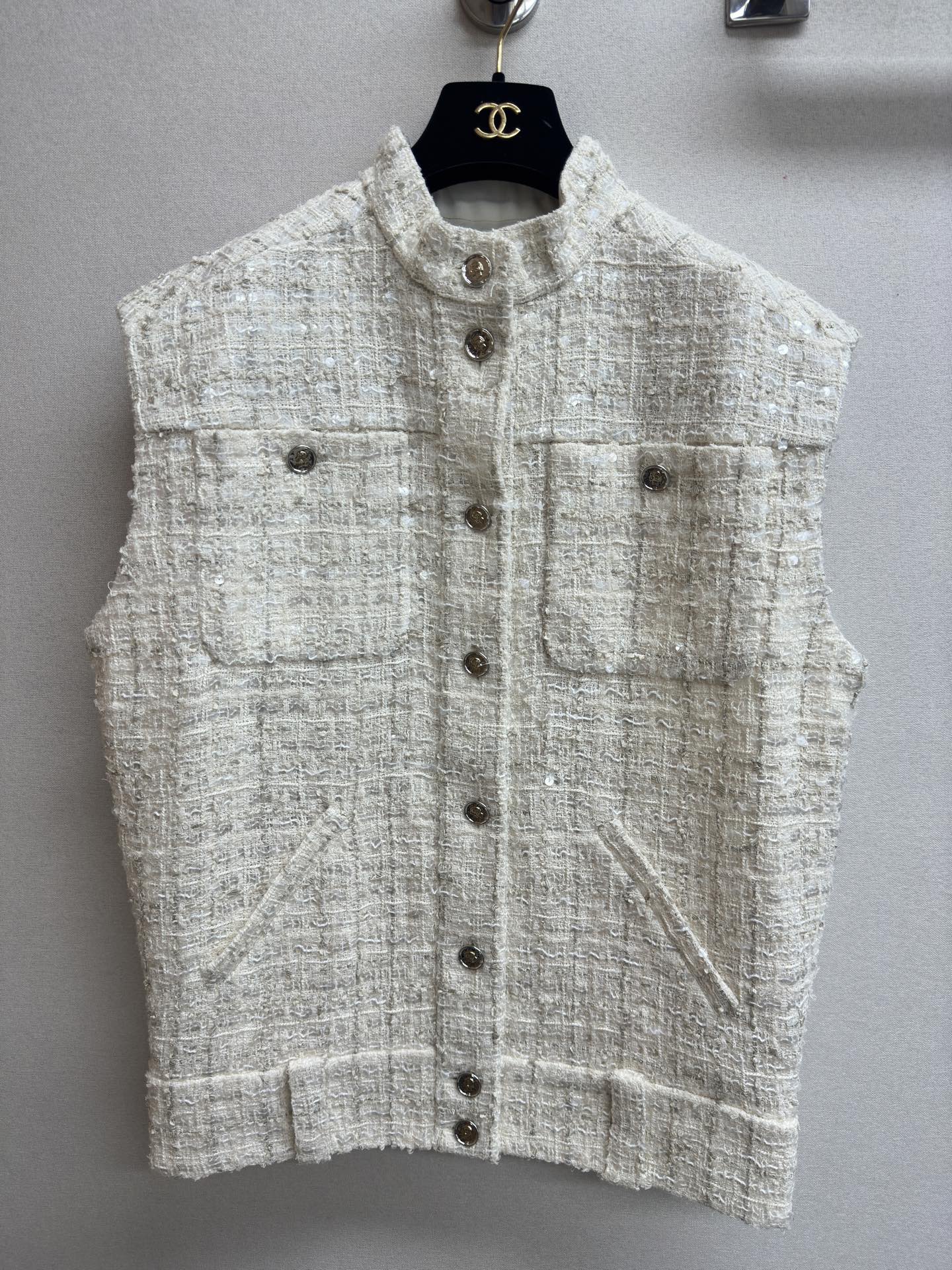 CC Tweed Twinkle Vest White Cotton Polyamide 251873