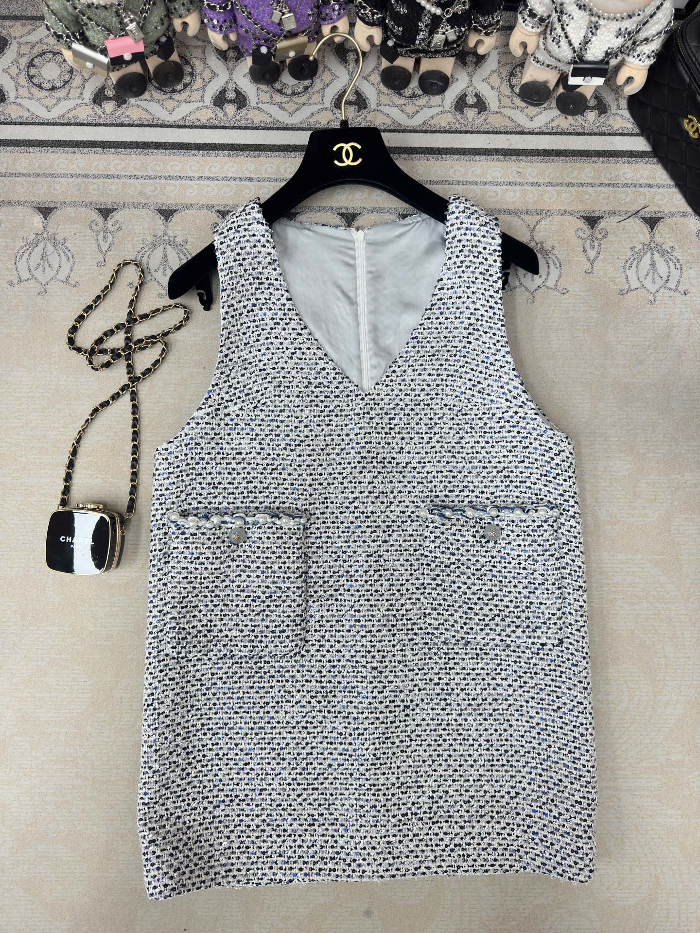 CC Tweed Vest Dress  Black Polyester Polyamide 251869