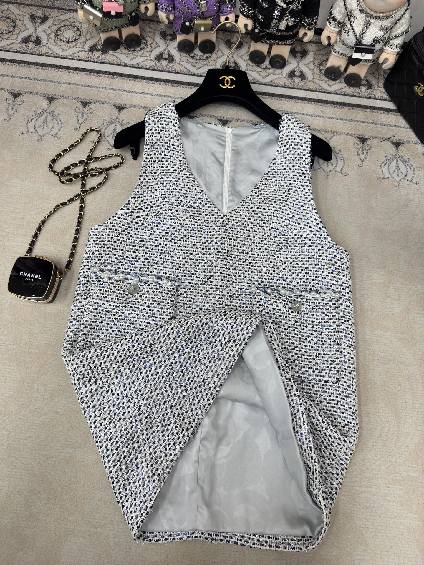 CC Tweed Vest Dress  Black Polyester Polyamide 251869