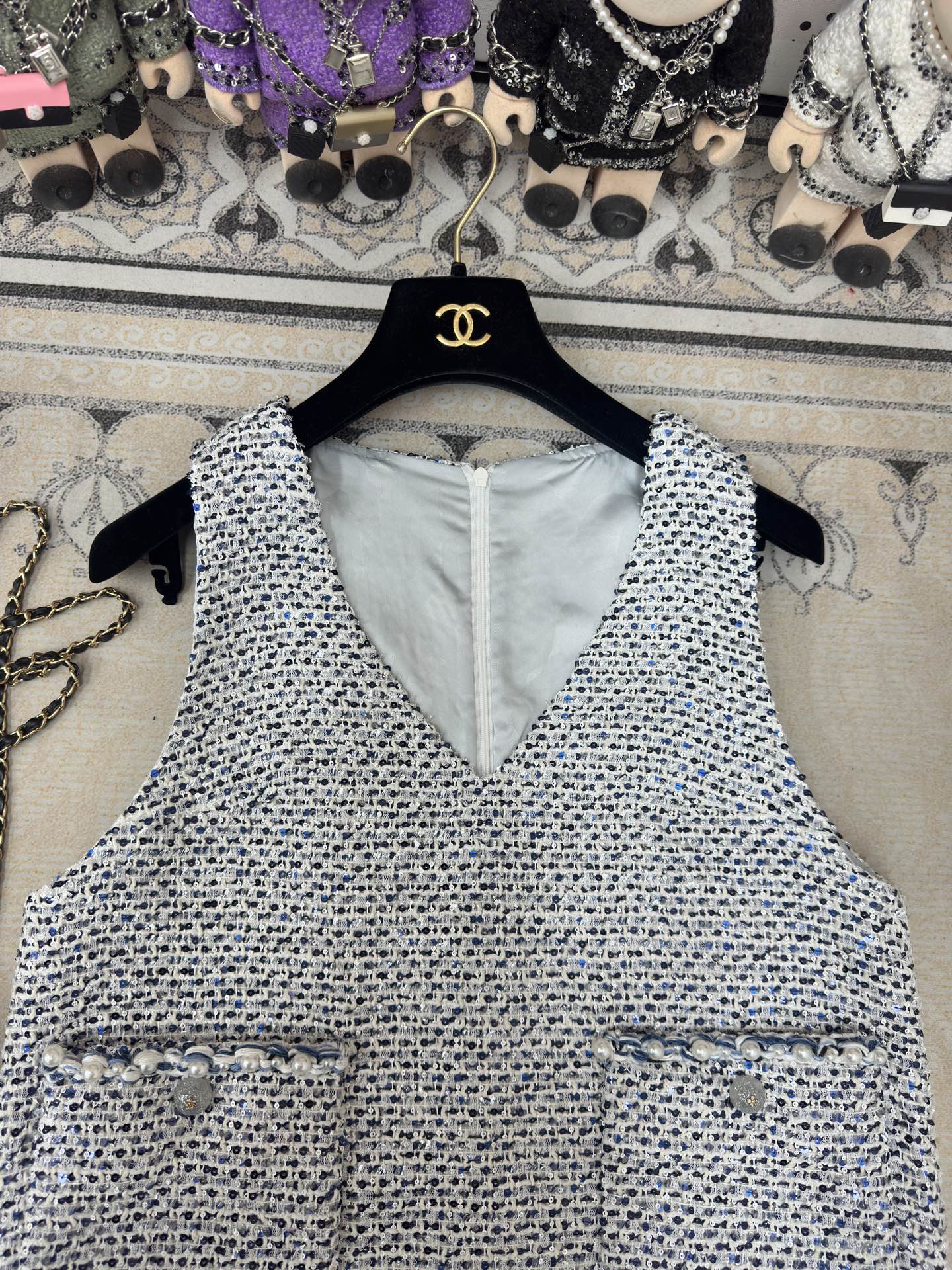 CC Tweed Vest Dress  Black Polyester Polyamide 251869