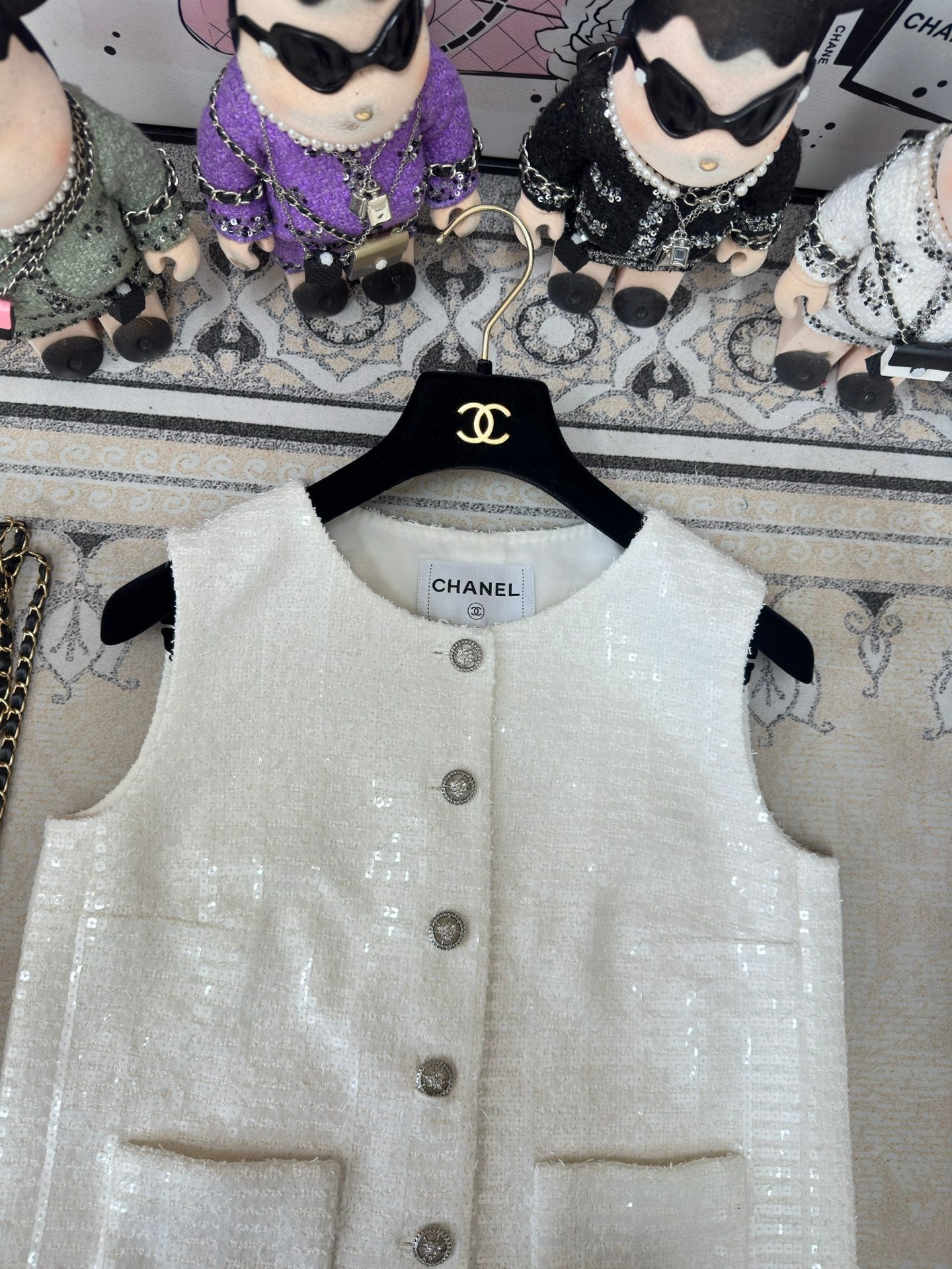 CC Vest Coat White Cotton Polyamide 232717