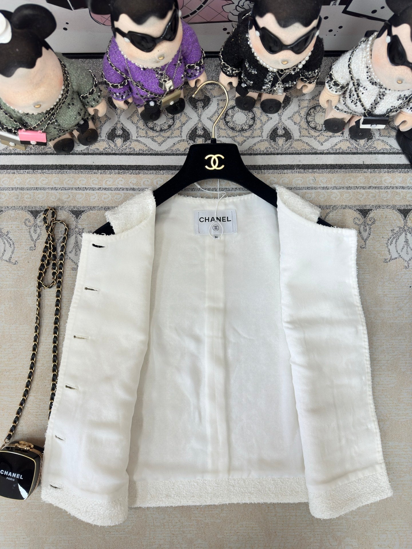 CC Vest Coat White Cotton Polyamide 232717