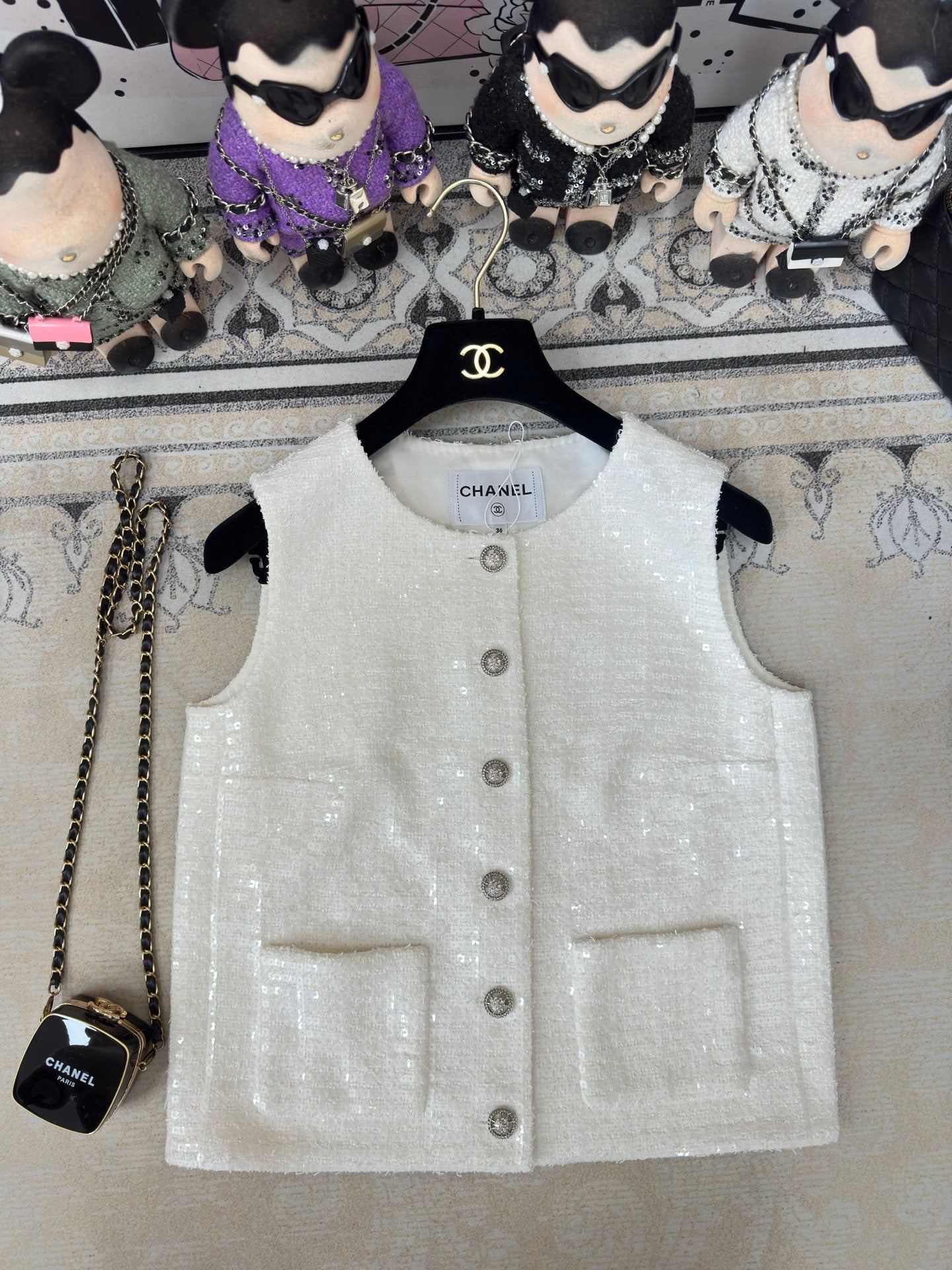 CC Vest Coat White Cotton Polyamide 232717
