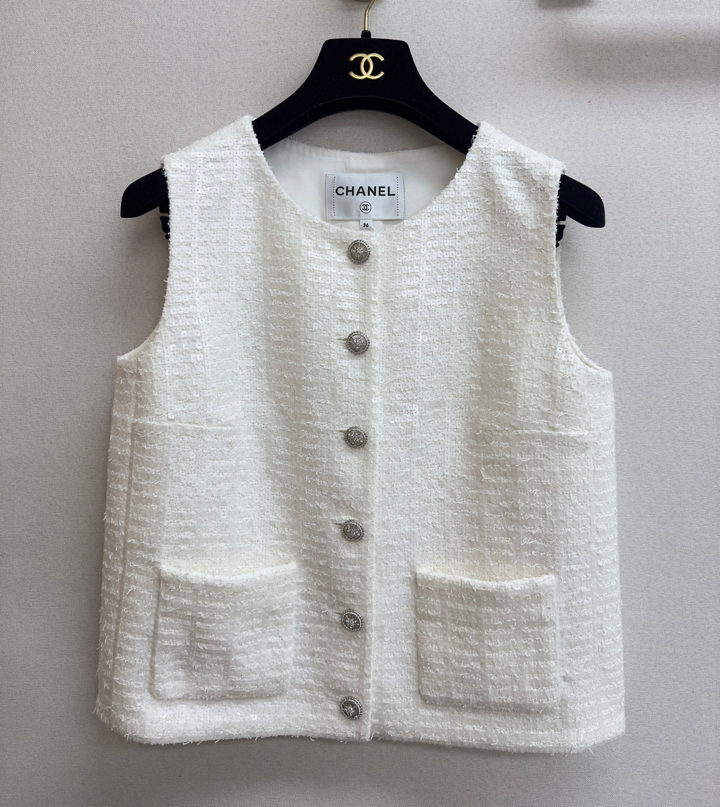 CC Vest Coat White Cotton Polyamide 232717