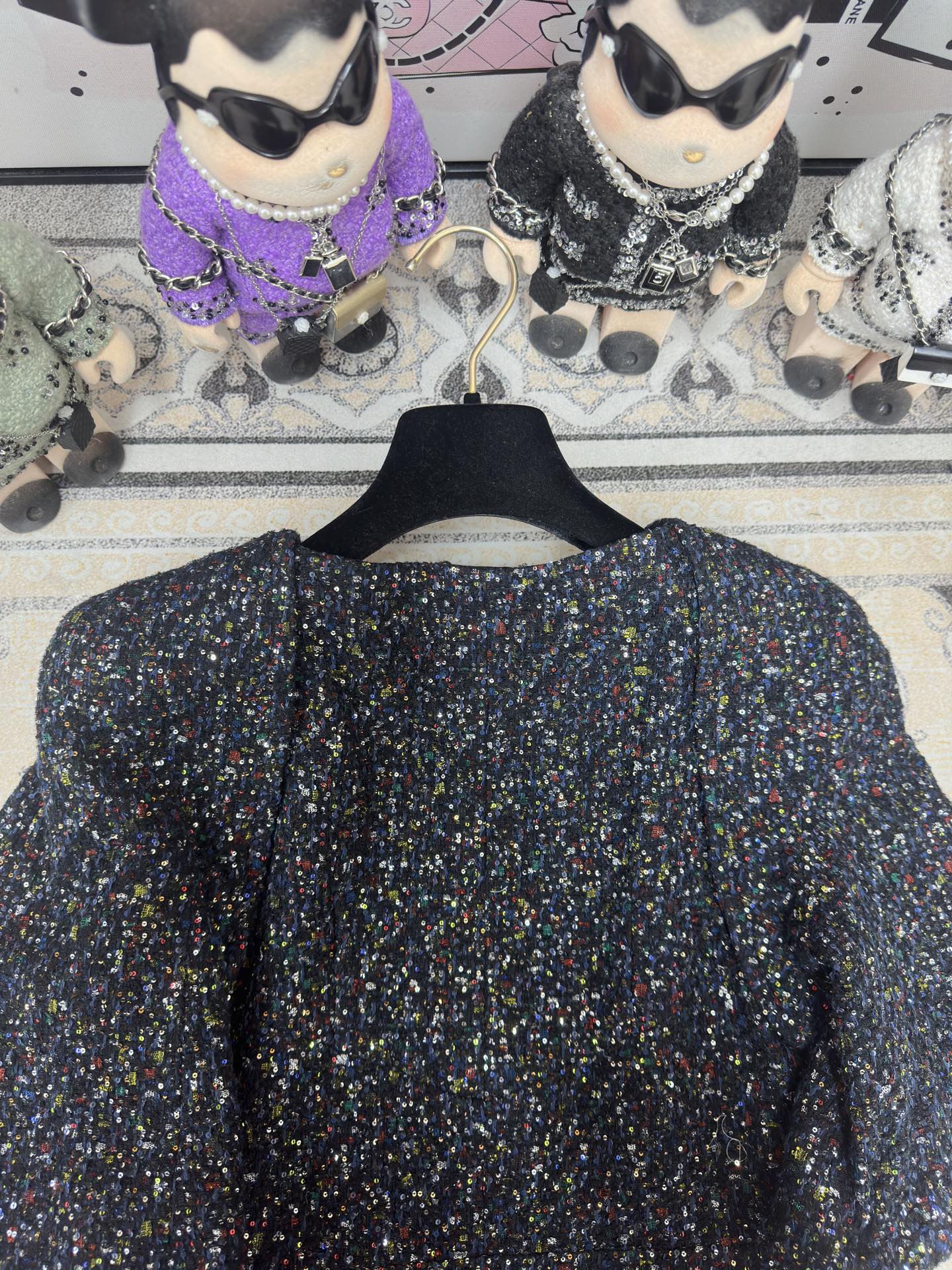 CC Tweed Short Sleeve Dress  Multicolor Polyester Polyamide 251864