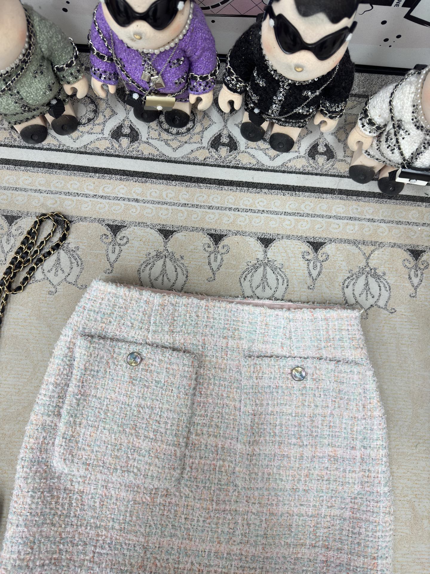 CC Tweed Skirt Blue Pink Polyamide 251912