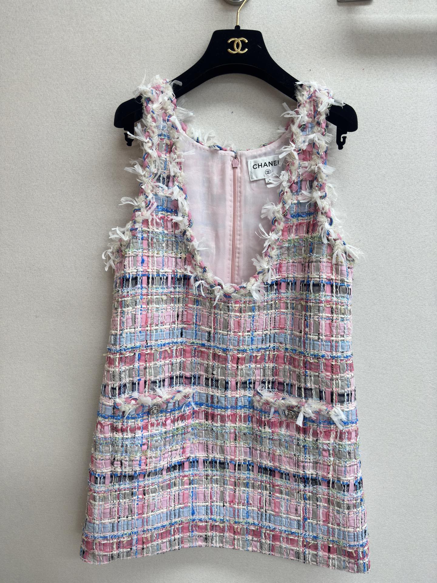 CC Tweed Vest Dress Pink  Cotton Polyamide 237351