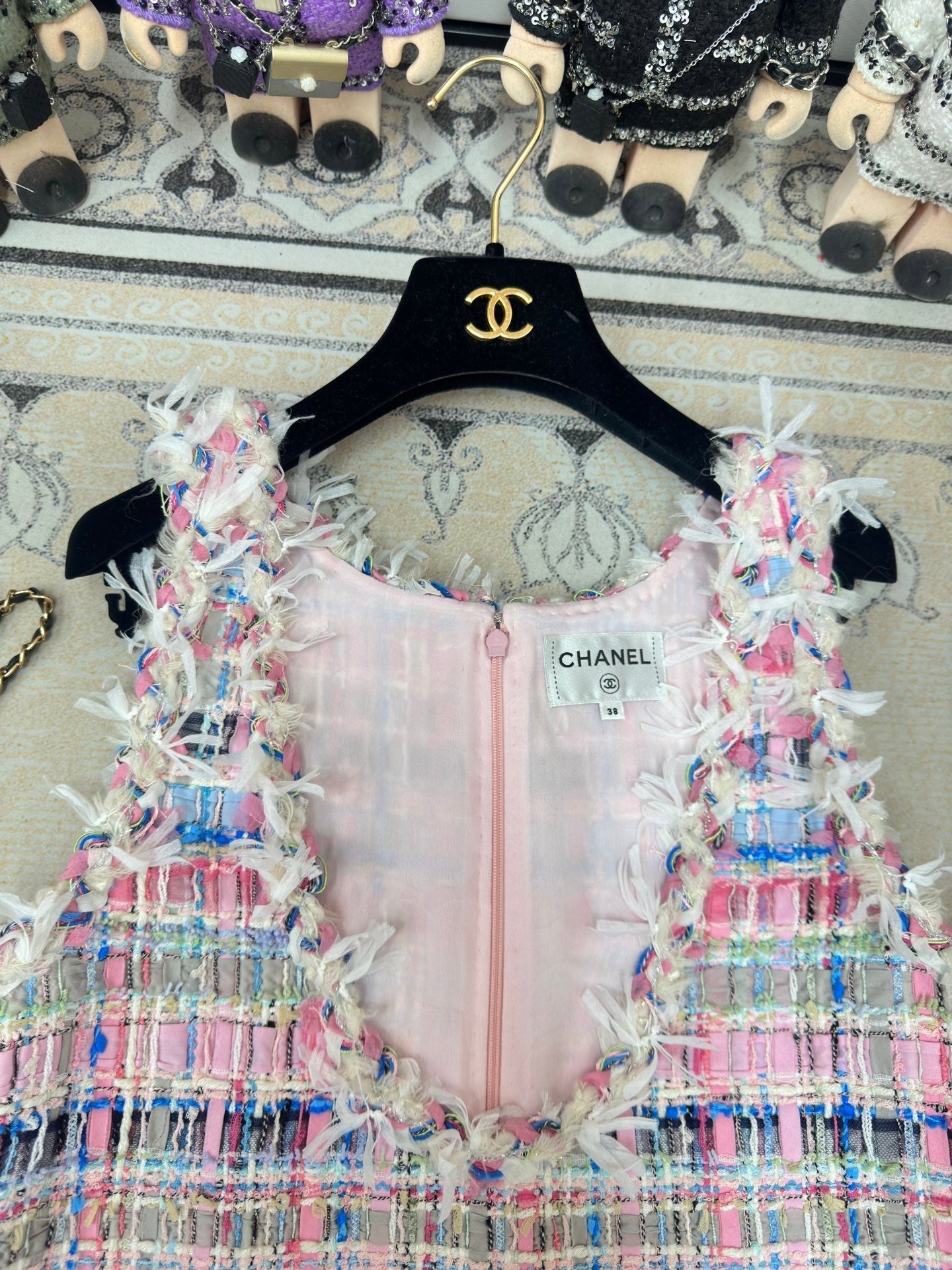 CC Tweed Vest Dress Pink  Cotton Polyamide 237351