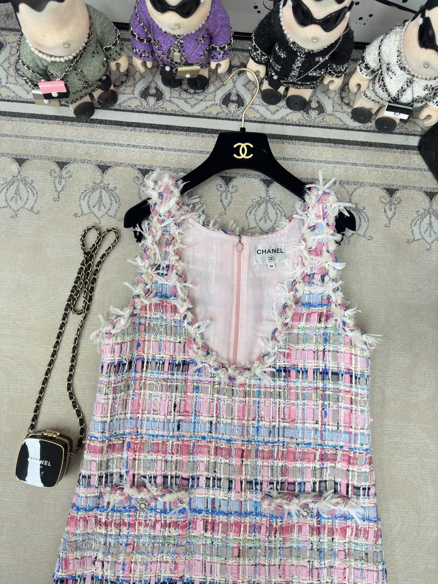 CC Tweed Vest Dress Pink  Cotton Polyamide 237351