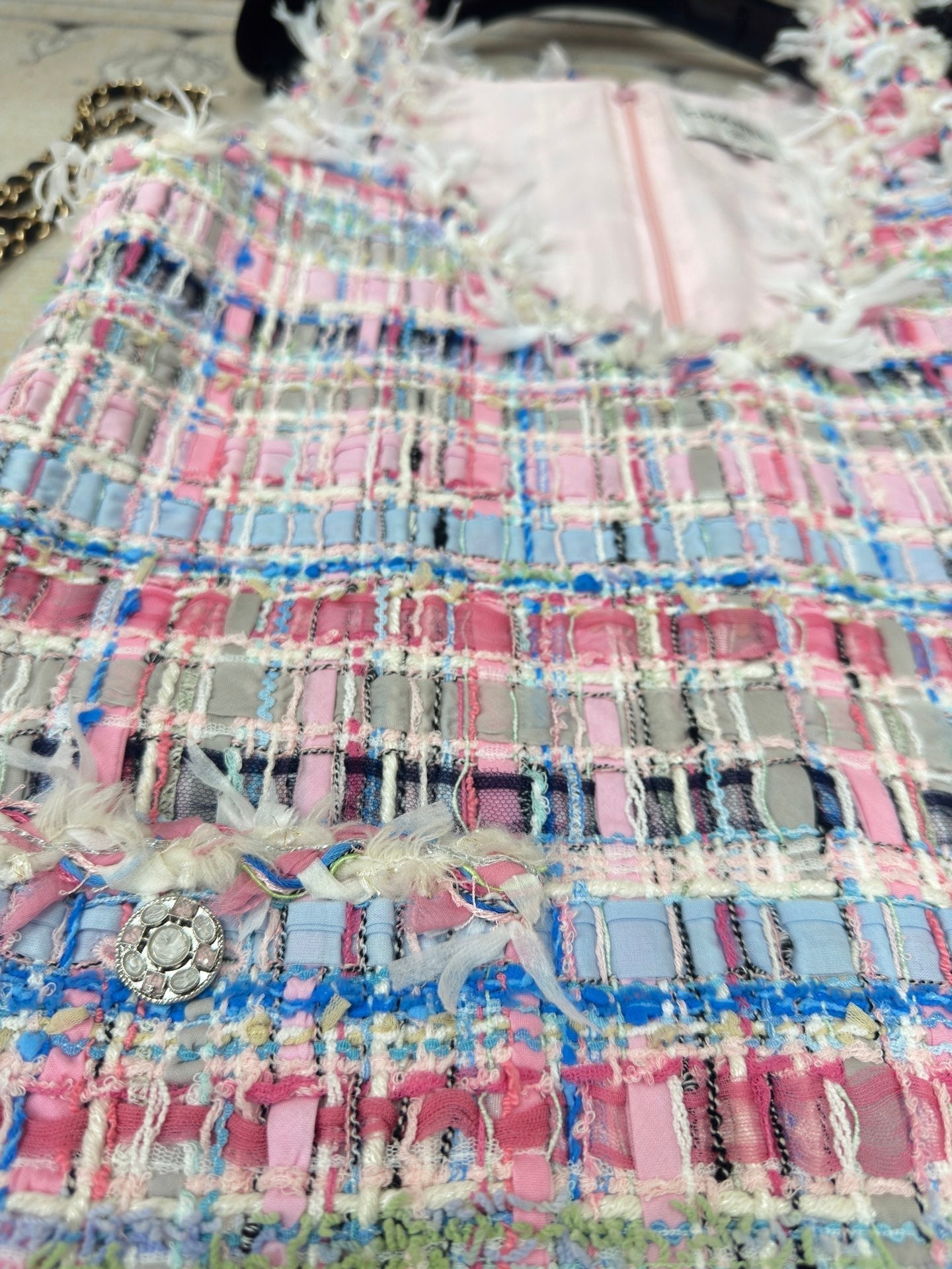 CC Tweed Vest Dress Pink  Cotton Polyamide 237351