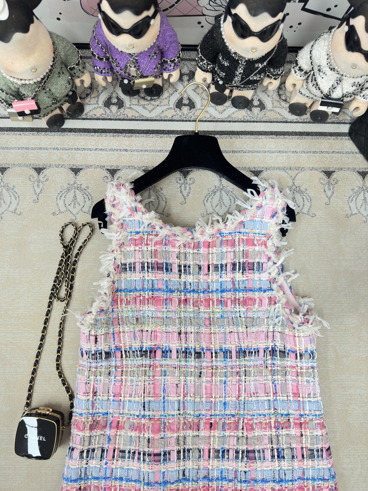 CC Tweed Vest Dress Pink  Cotton Polyamide 237351
