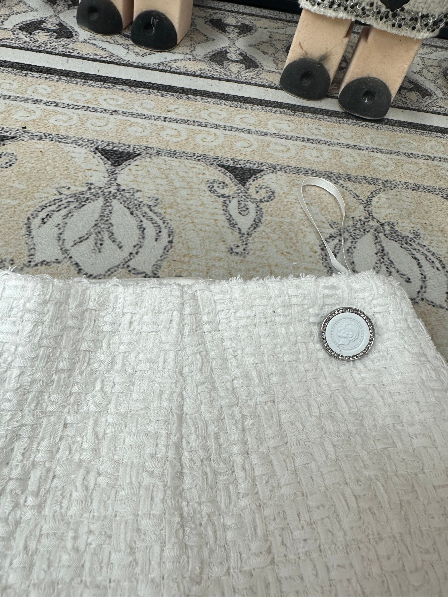 CC Tweed Pants Skirt White Cotton Polyamide 251832