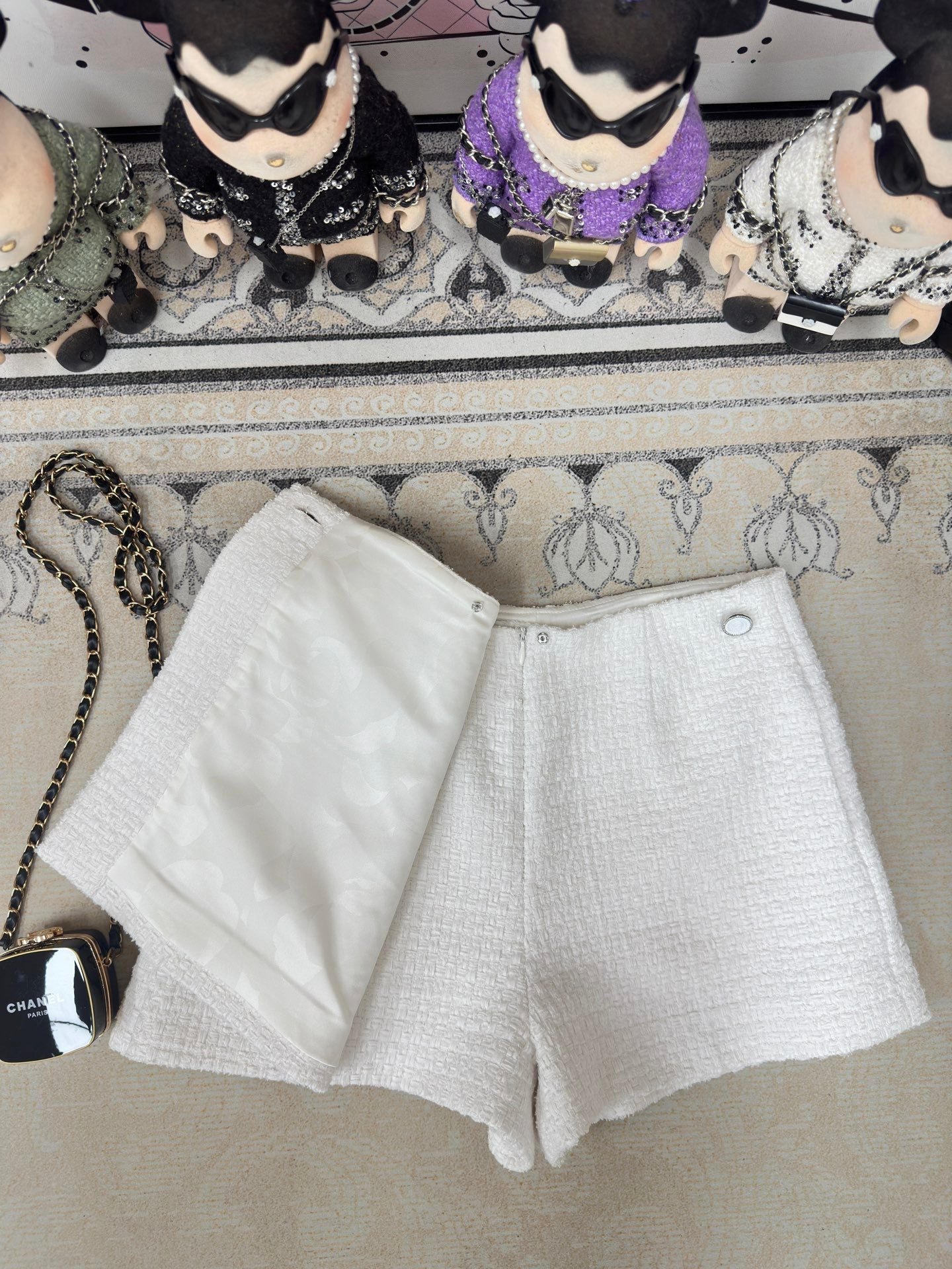 CC Tweed Pants Skirt White Cotton Polyamide 251832