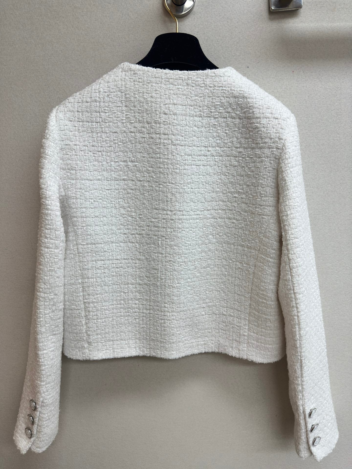 CC Tweed Long Sleeve Jacket White Cotton Polyamide 251831