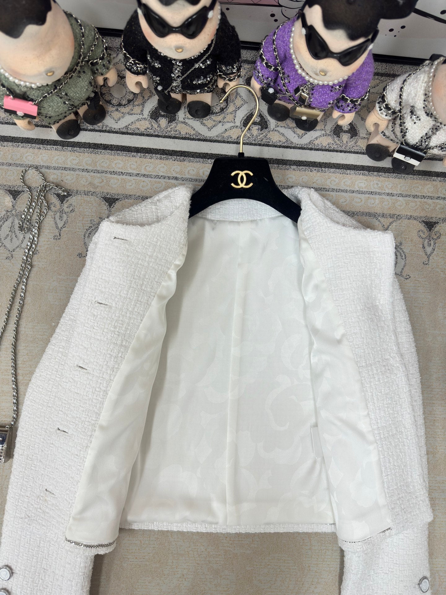 CC Tweed Long Sleeve Jacket White Cotton Polyamide 251831