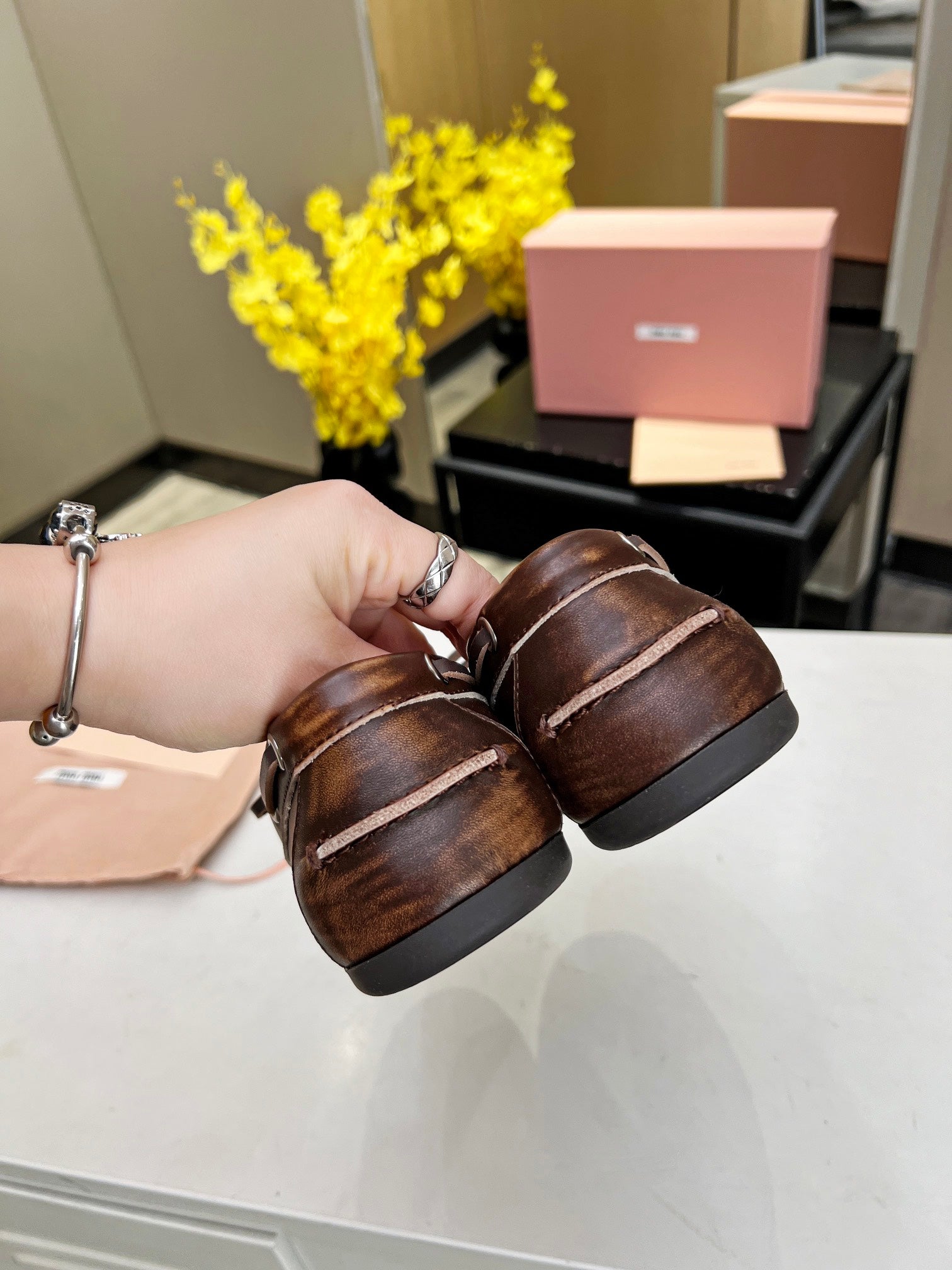 miu loafer sienna calfskin