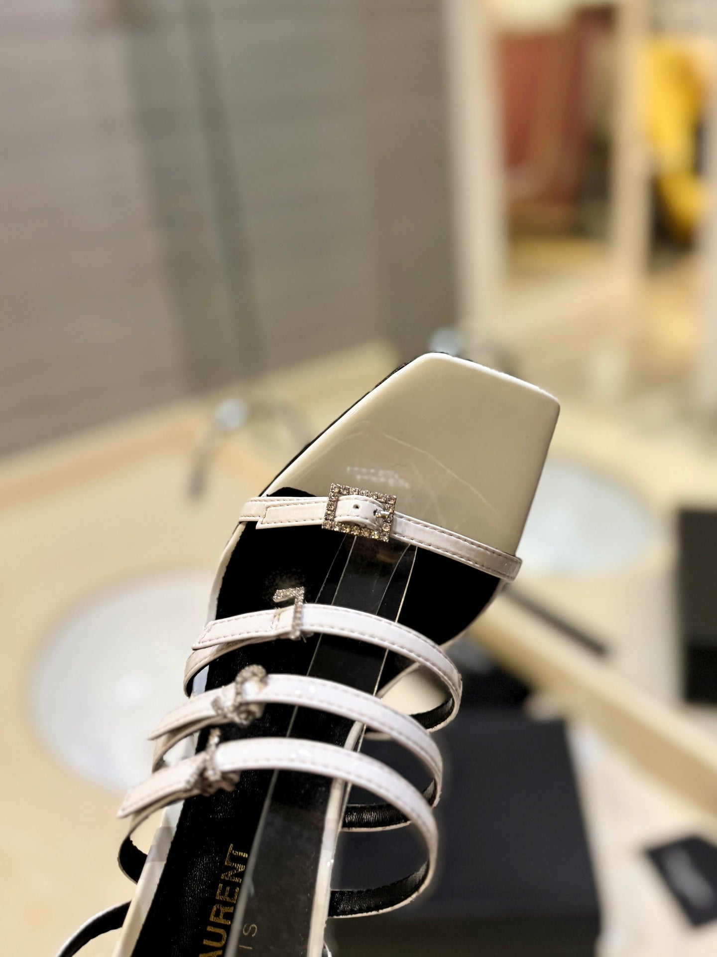 SL JERRY HEELED SANDALS WHITE SATIN