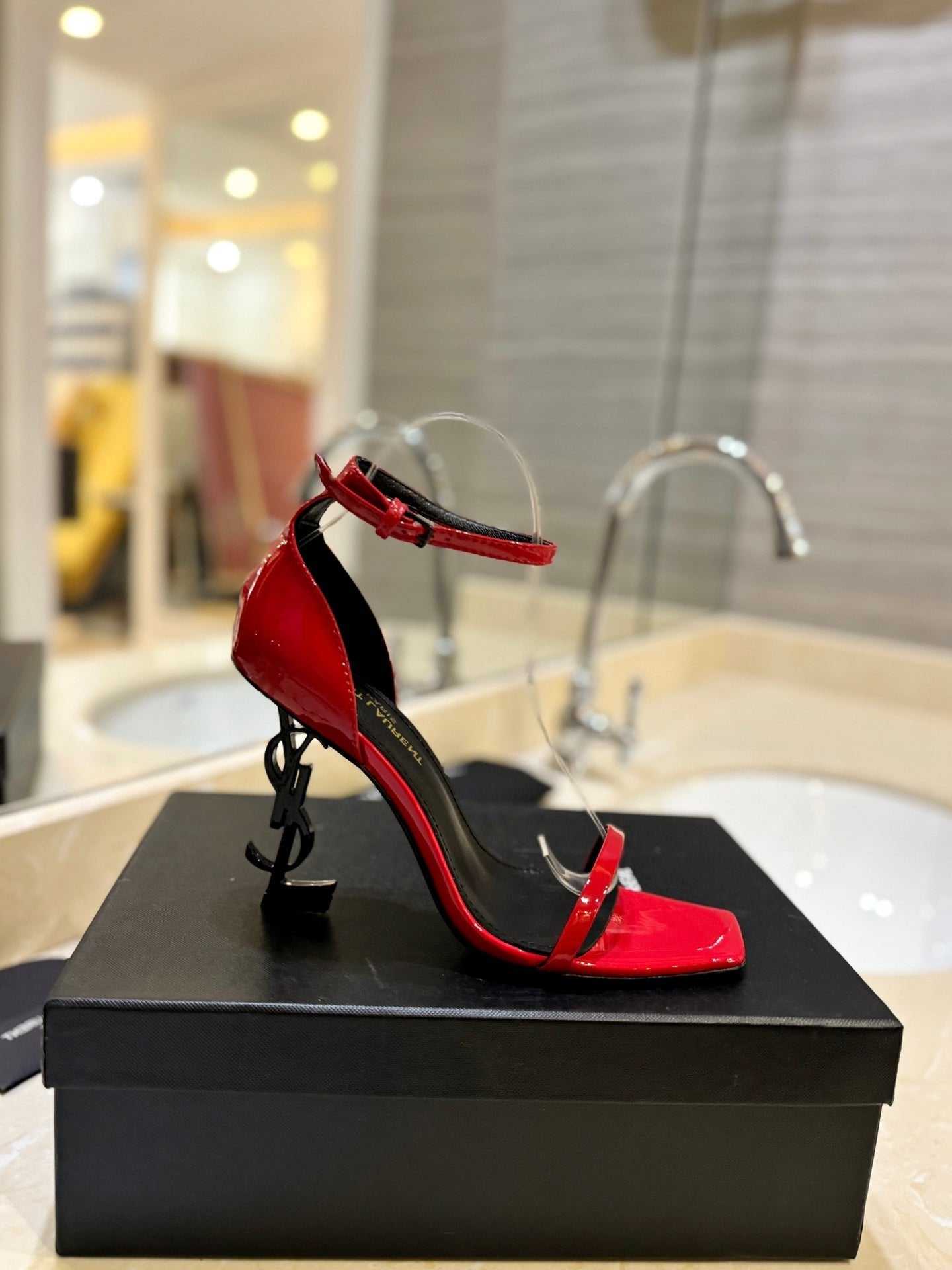 SL OPYUM SANDALS 105 RED POLISHED CALFSKIN