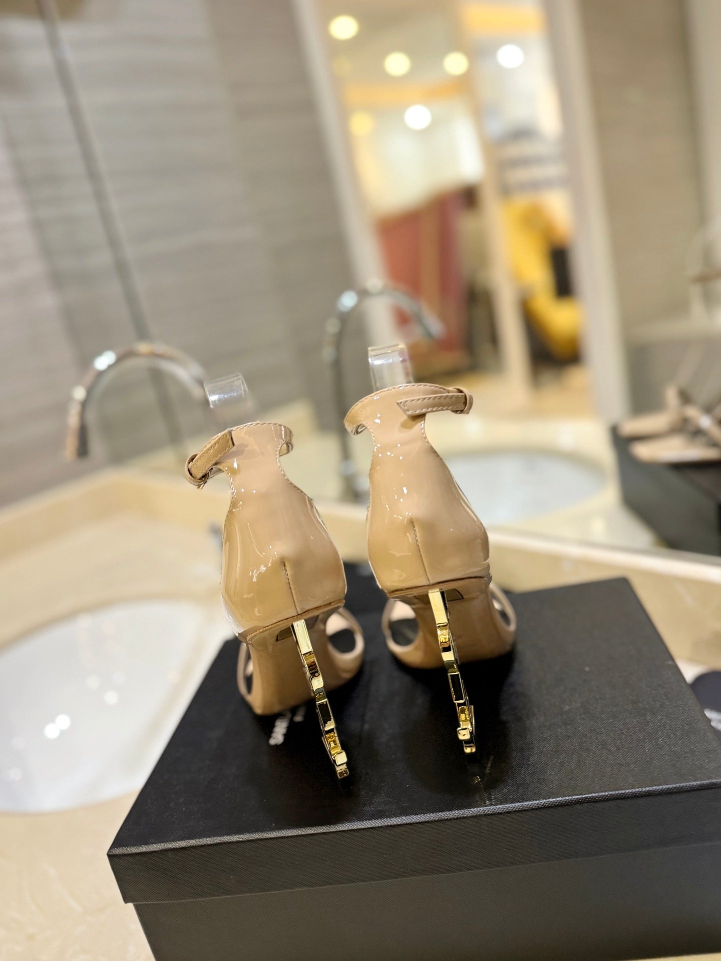 SL OPYUM SANDALS 105 CAMEL AND BLACK CALFSKIN