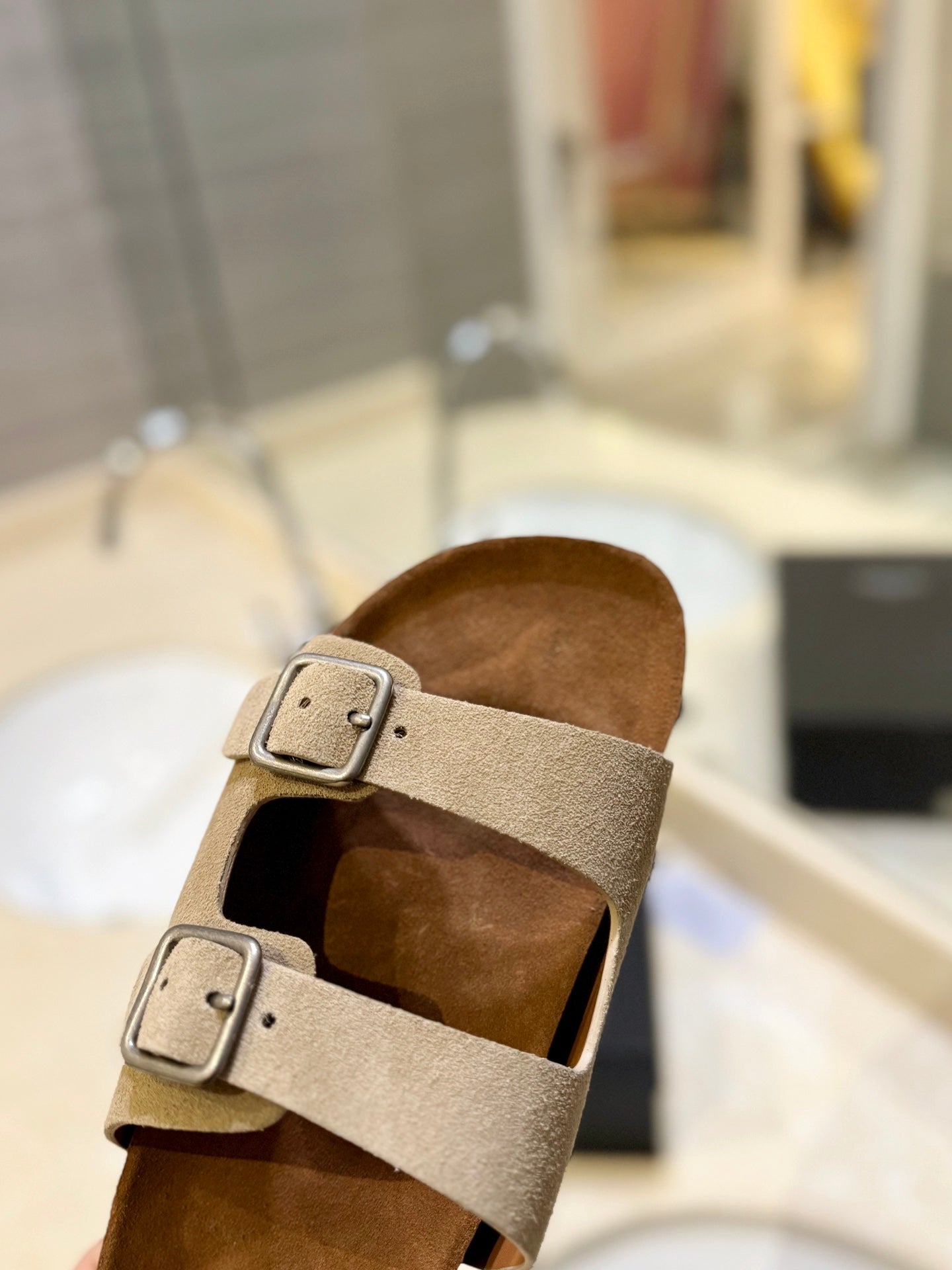 SL Flat Sandal Women Brown Beige Seude