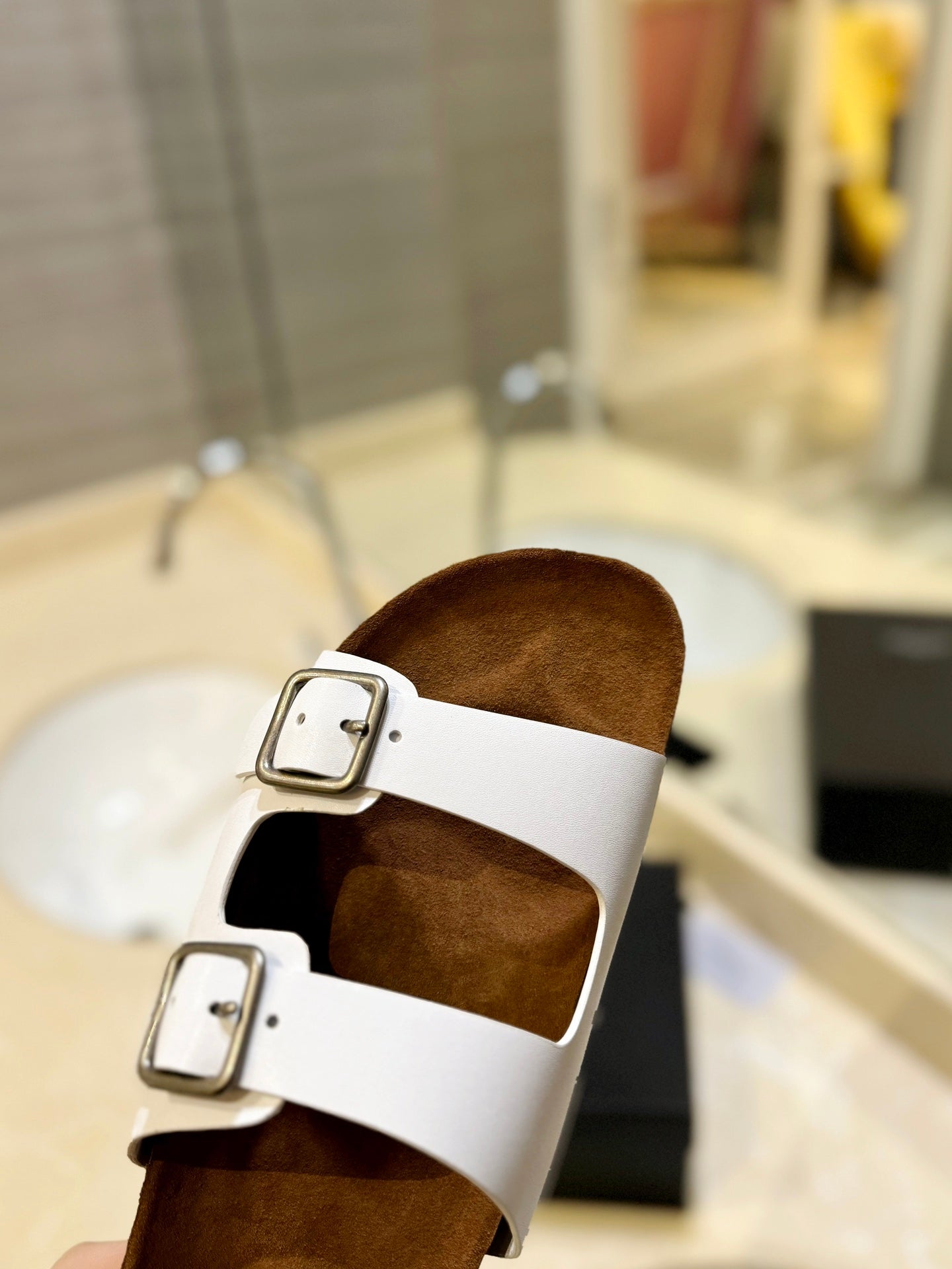 SL Flat Sandal Women Brown Seude White Calfskin