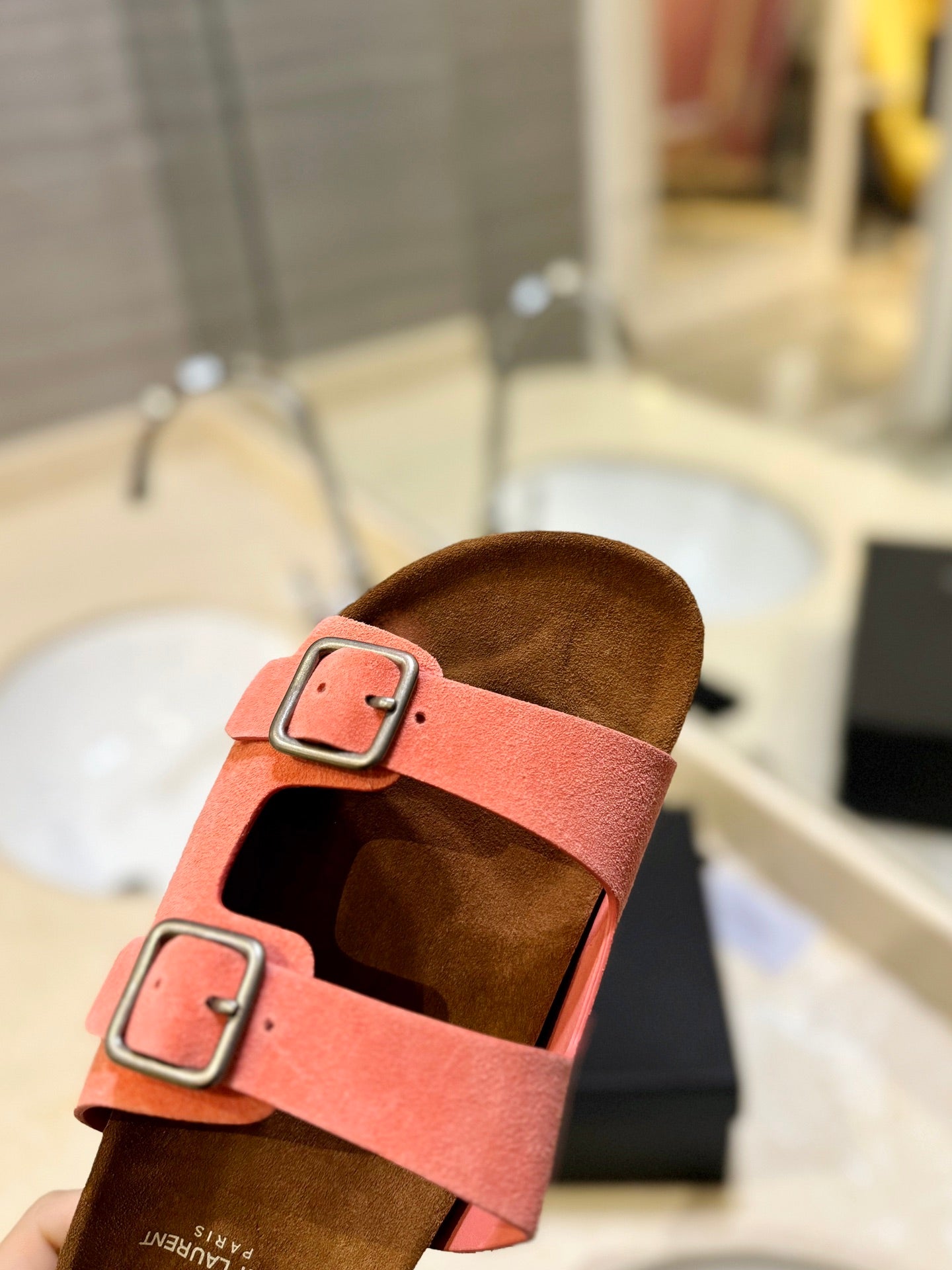 SL Flat Sandal Women Brown Pink Seude