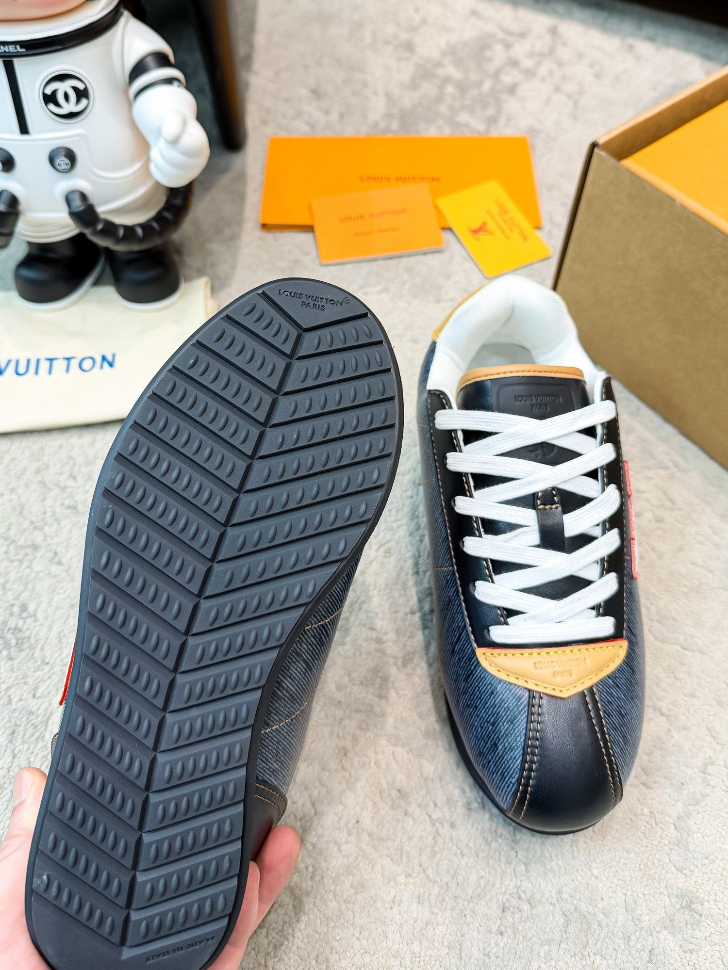 LV 26ss Platform Sneaker Navy Blue Black Cowhide 625419