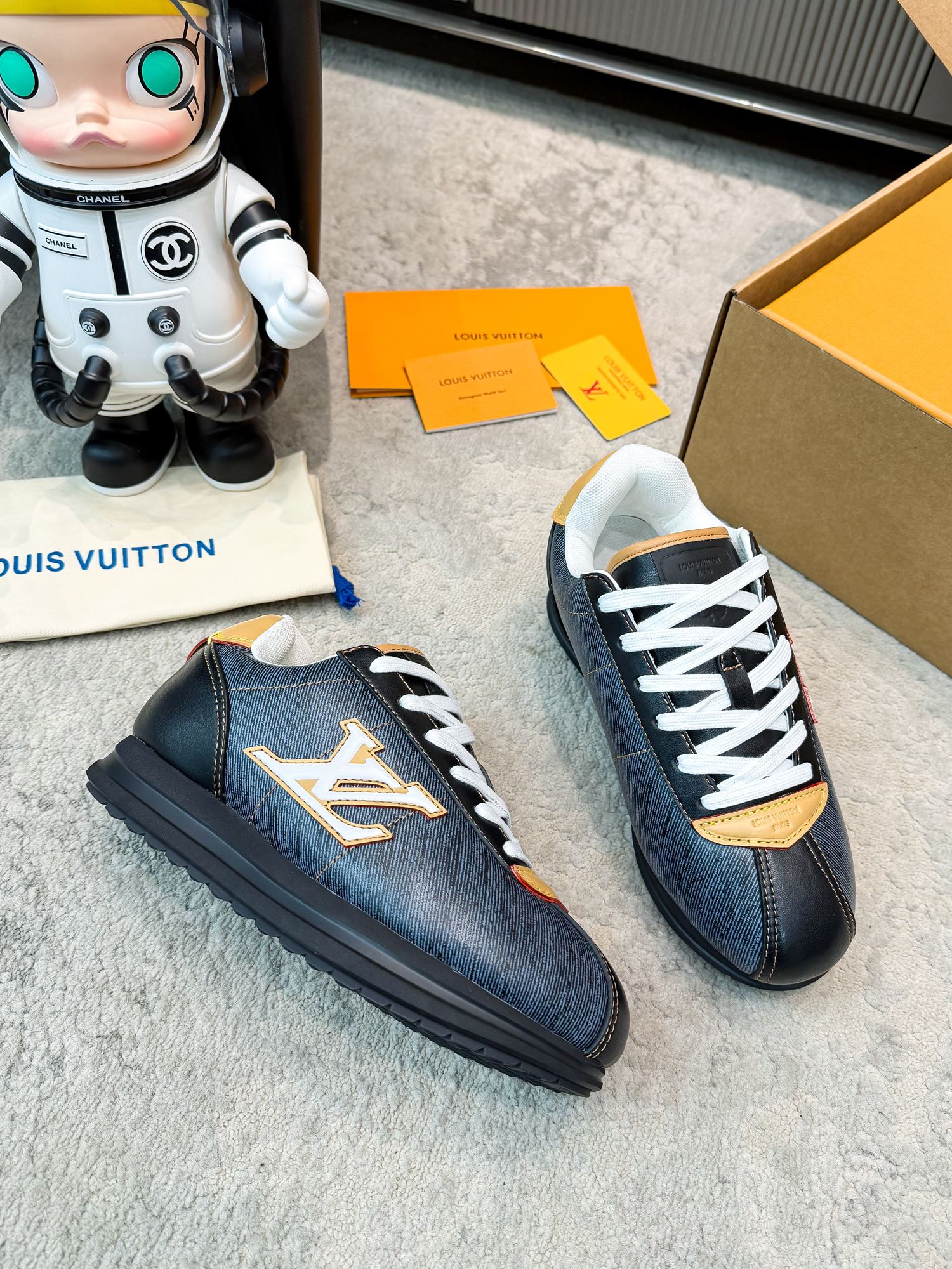 LV 26ss Platform Sneaker Navy Blue Black Cowhide 625419