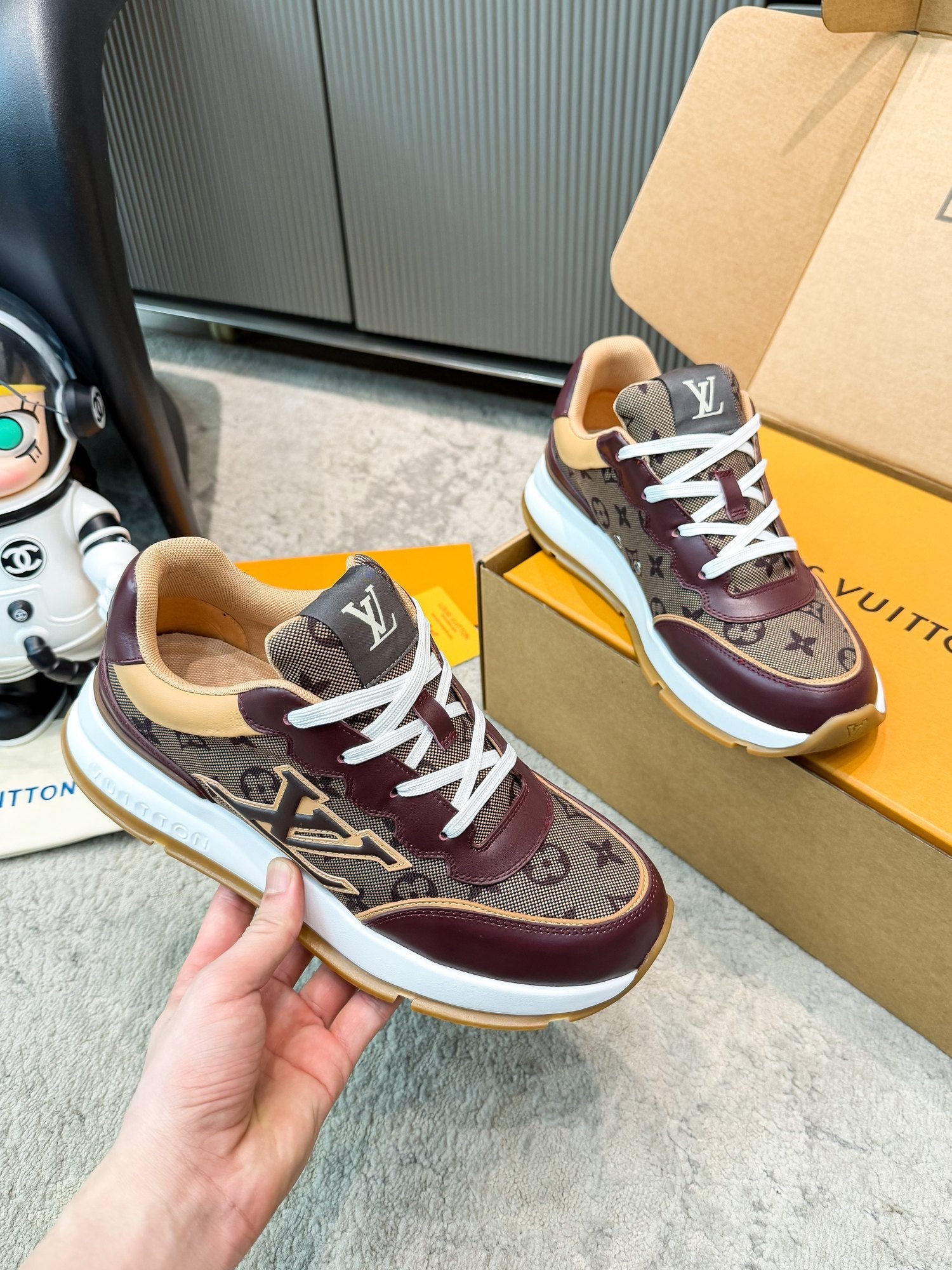 LV 26ss Platform Sneaker Burgundy Beige Black Cowhide 625422