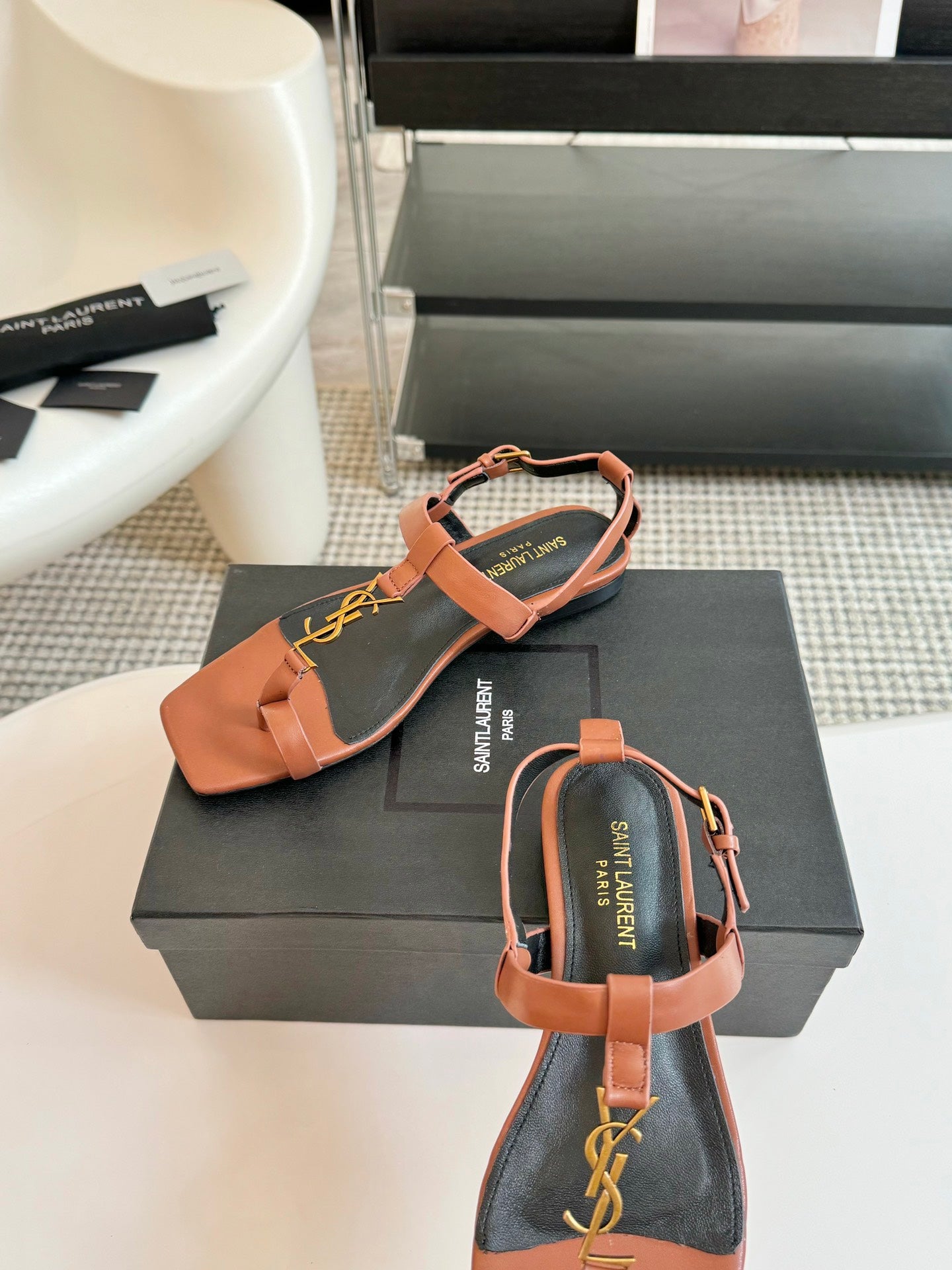 SL CASSANDRA ONE SANDAL FLAT CIDER CALFSKIN