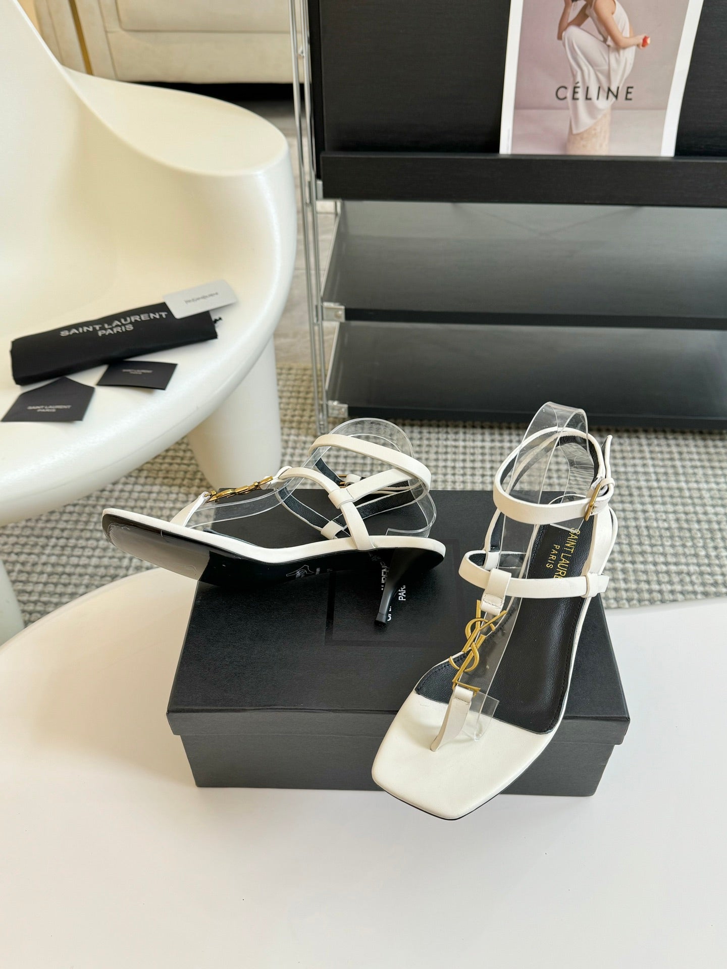 SL CASSANDRA MID-HEEL SANDAL WHITE CALFSKIN