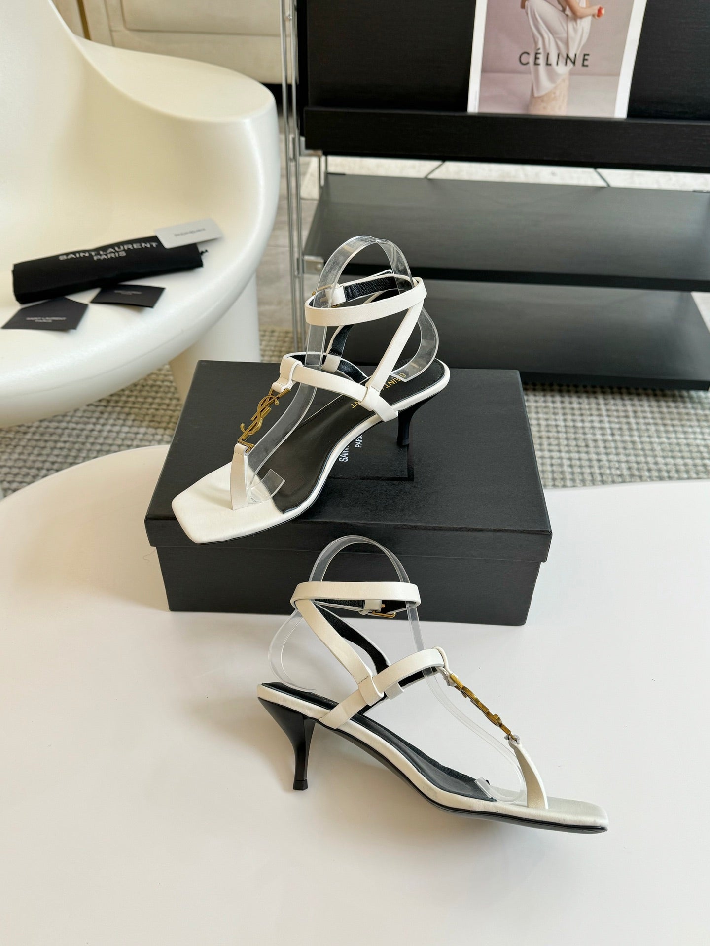 SL CASSANDRA MID-HEEL SANDAL WHITE CALFSKIN