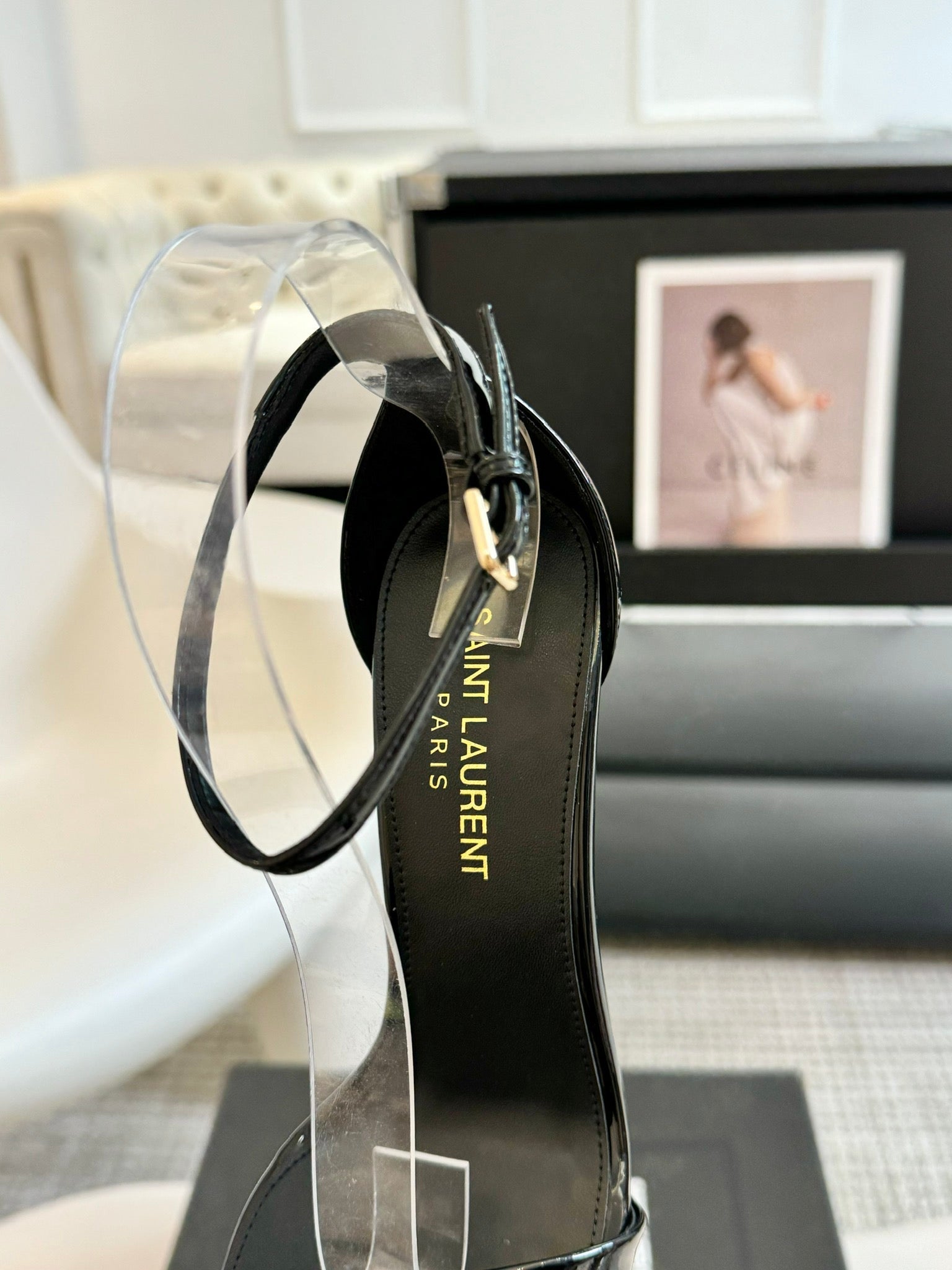 SL SQUARE-TOED HIGH HEELS BLACK CALFSKIN