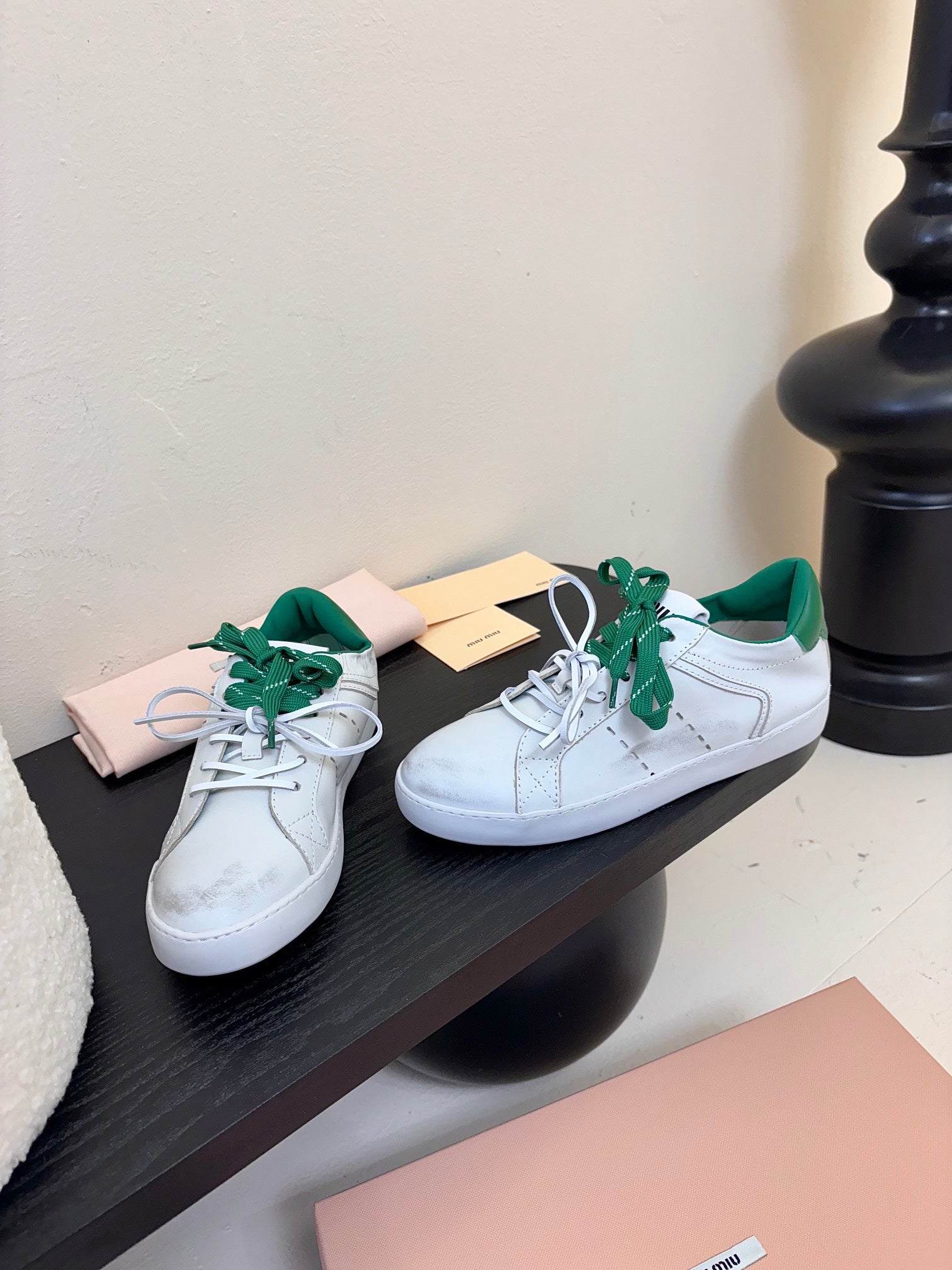 Miu 25C Sneakers White mix Green Leather 235747