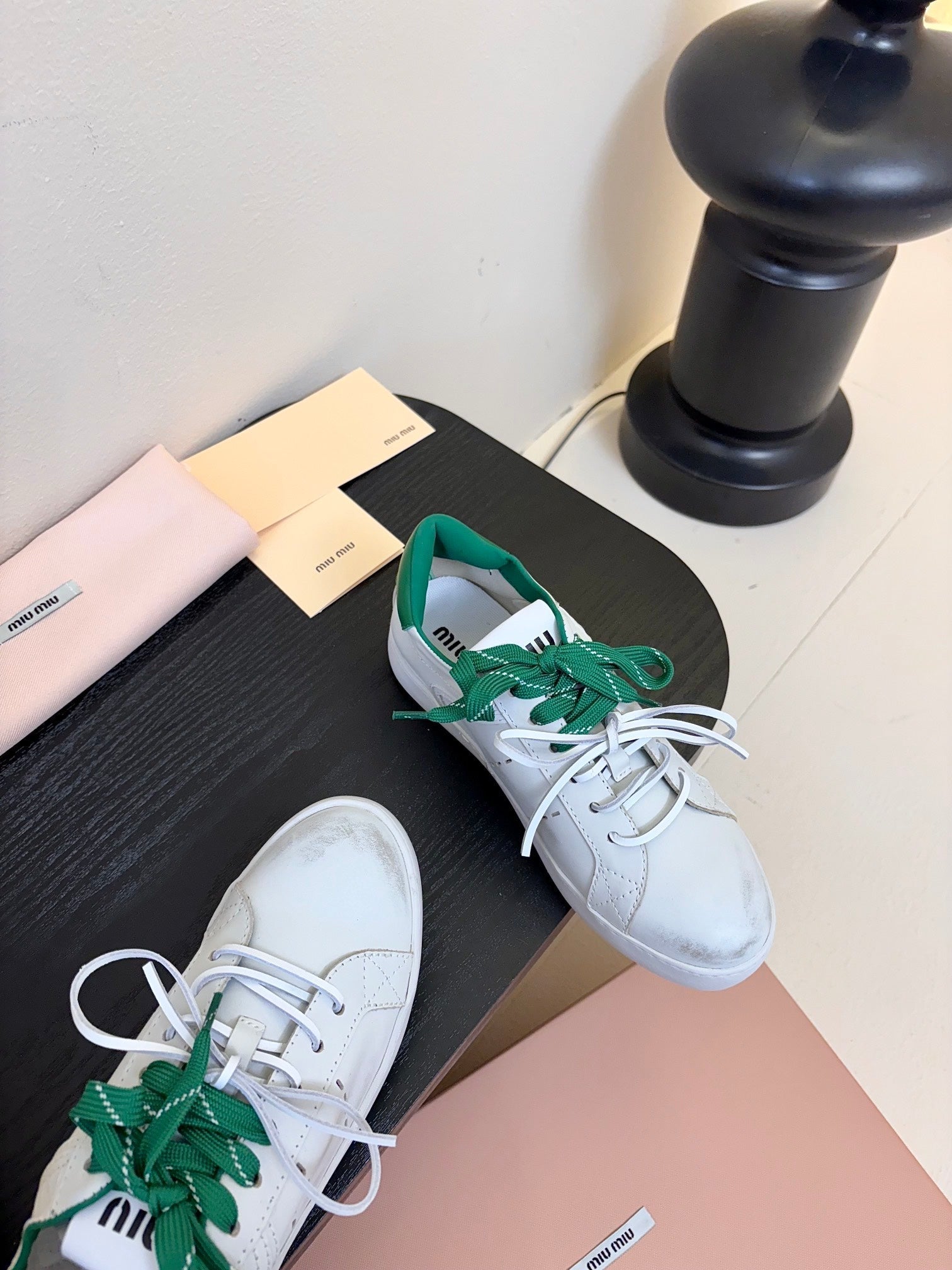 Miu 25C Sneakers White mix Green Leather 235747