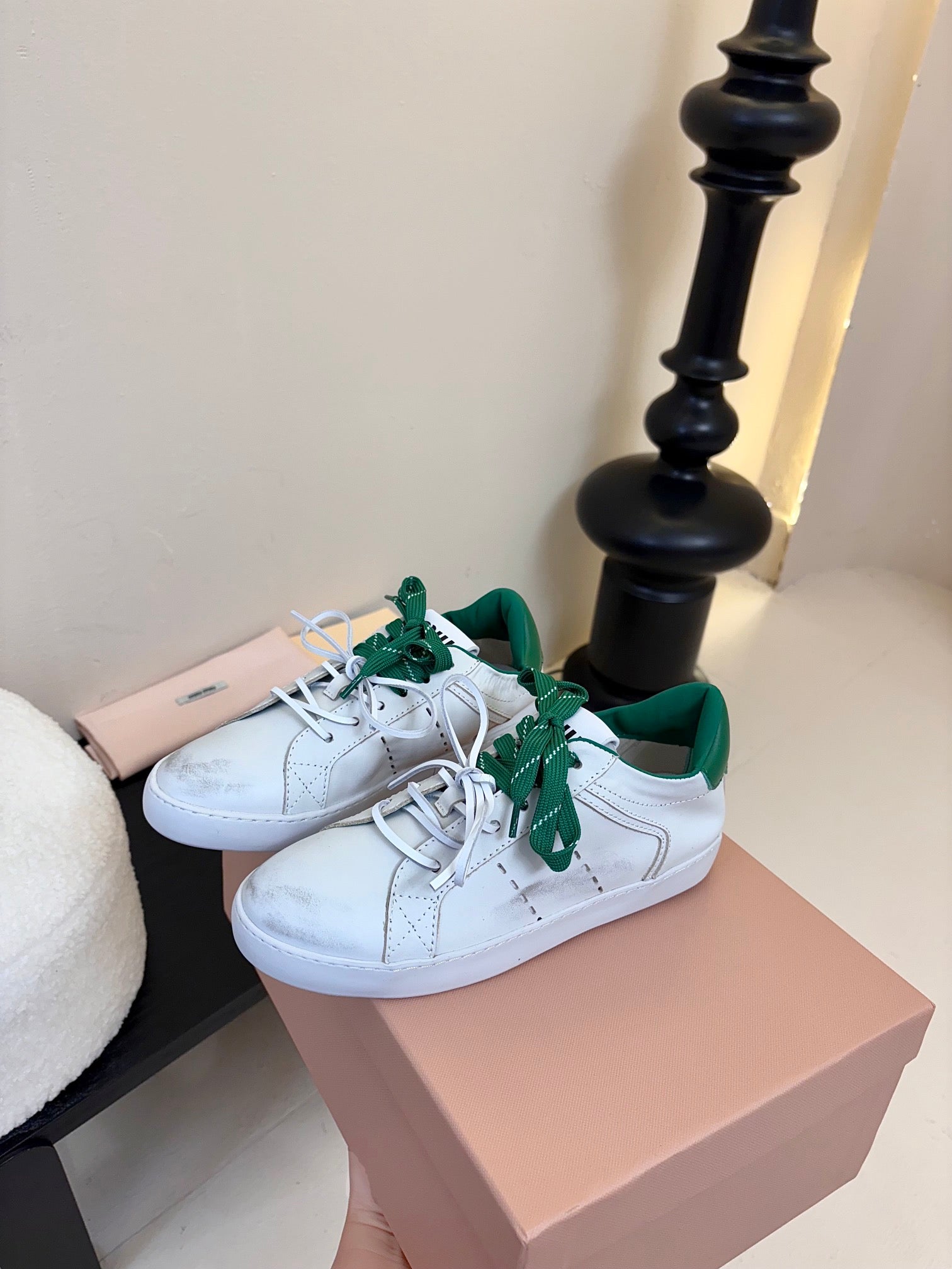 Miu 25C Sneakers White mix Green Leather 235747