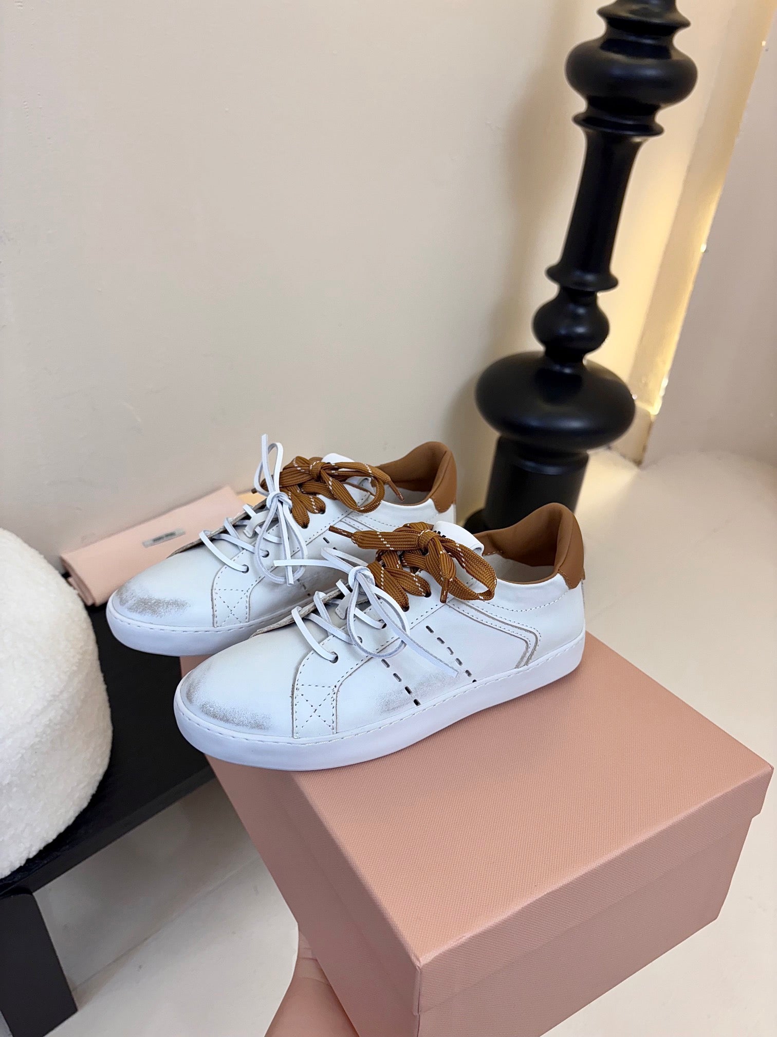 Miu 25C Sneakers White mix Brown Leather 235748