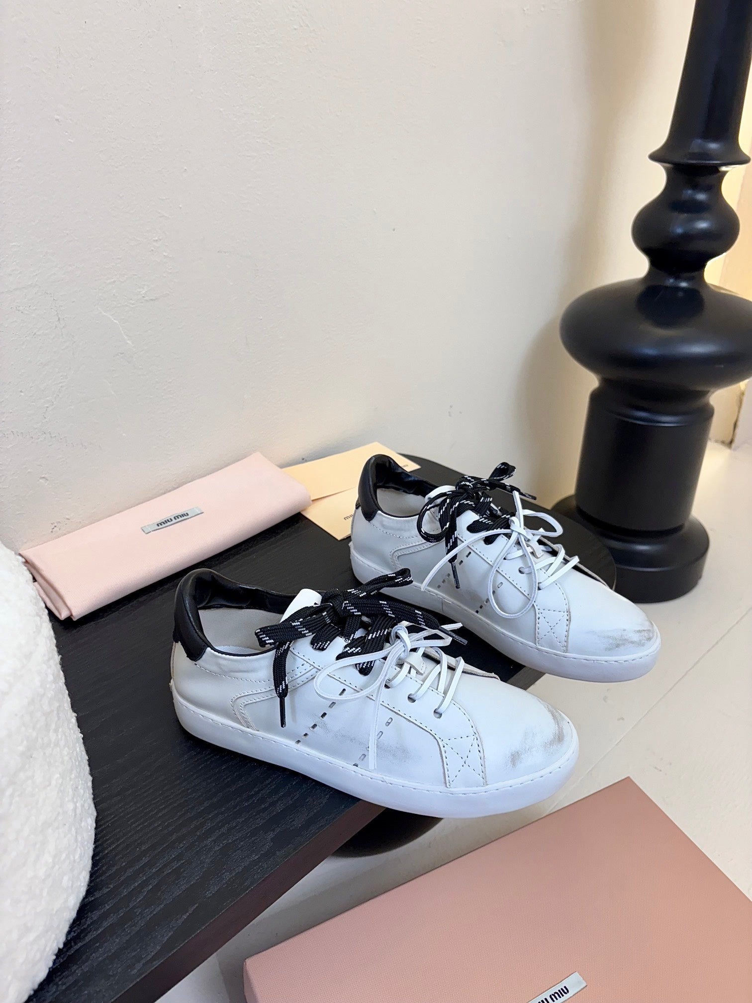 Miu 25C Sneakers White mix Black  Leather 235749