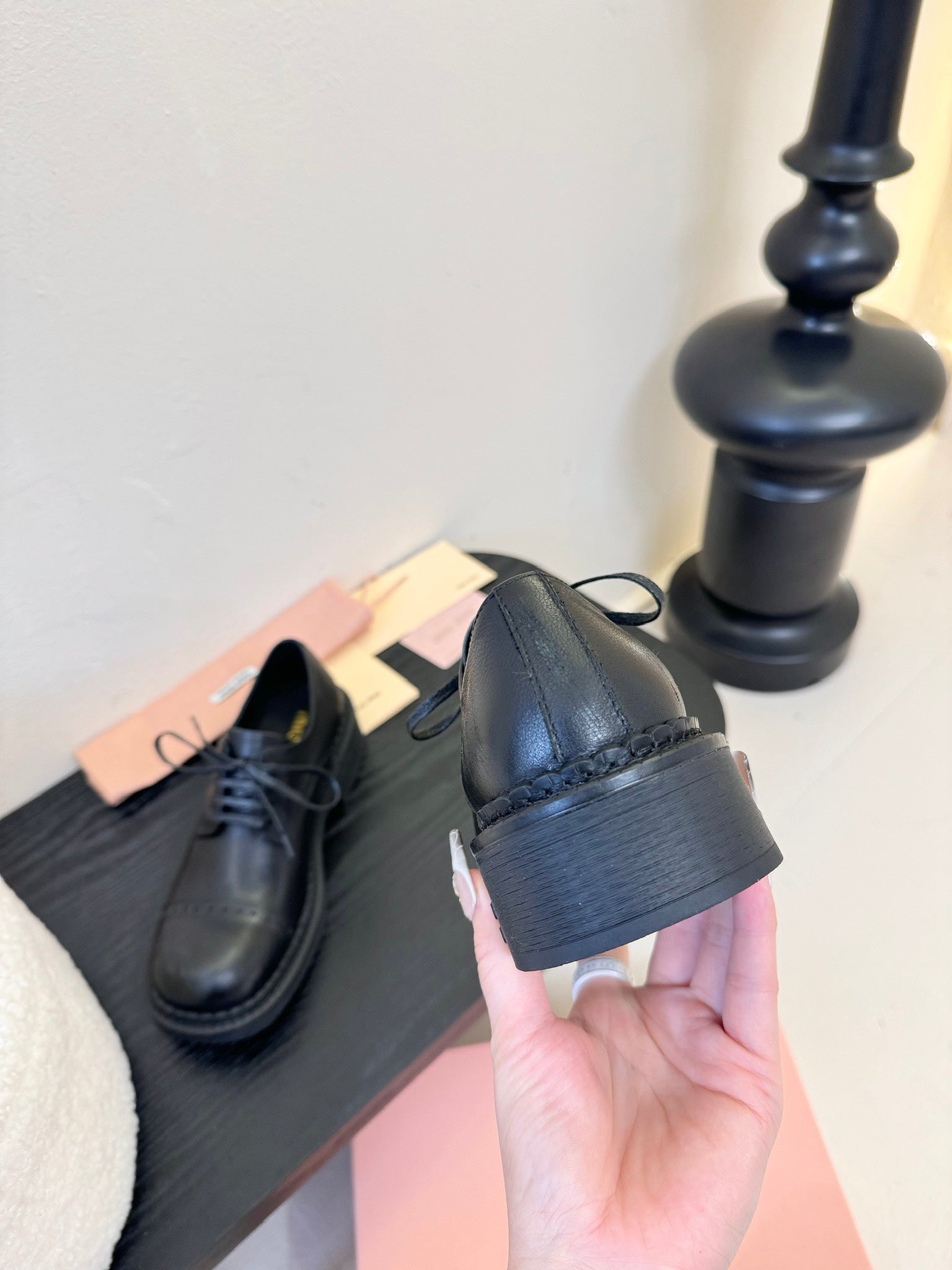 Miu 25C Chunky Oxfords Black Leathery 235811