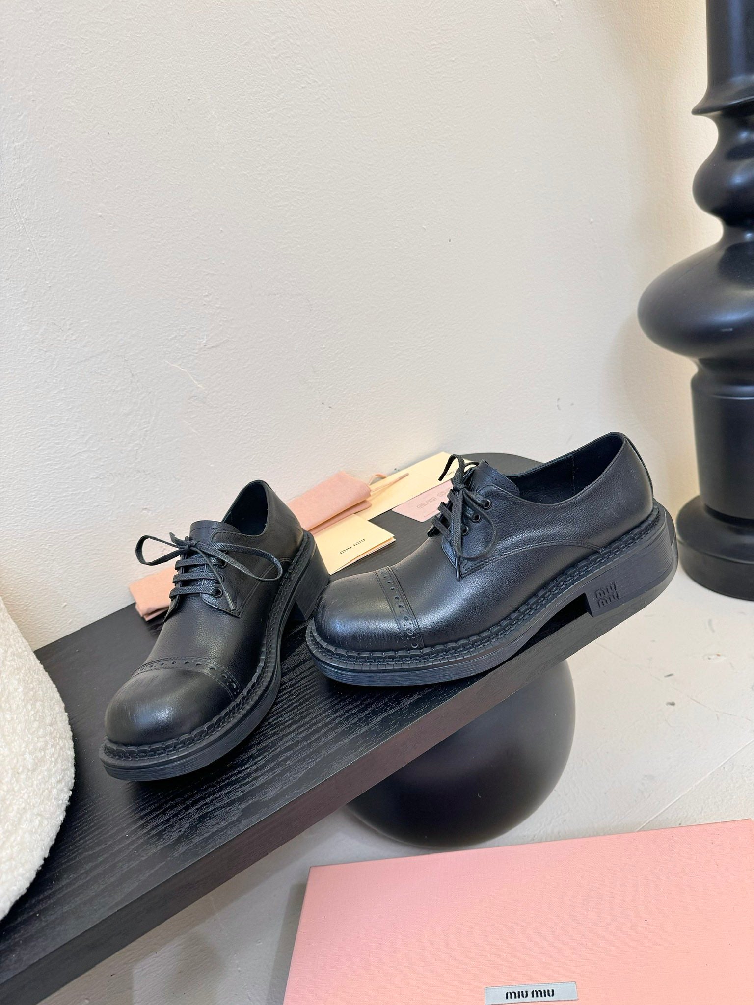 Miu 25C Chunky Oxfords Black Leathery 235811