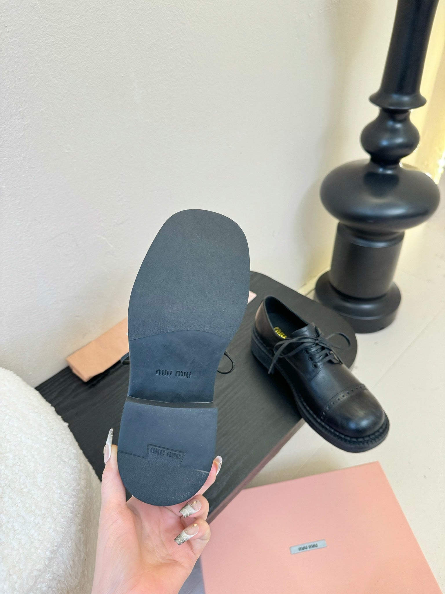 Miu 25C Chunky Oxfords Black Leathery 235811