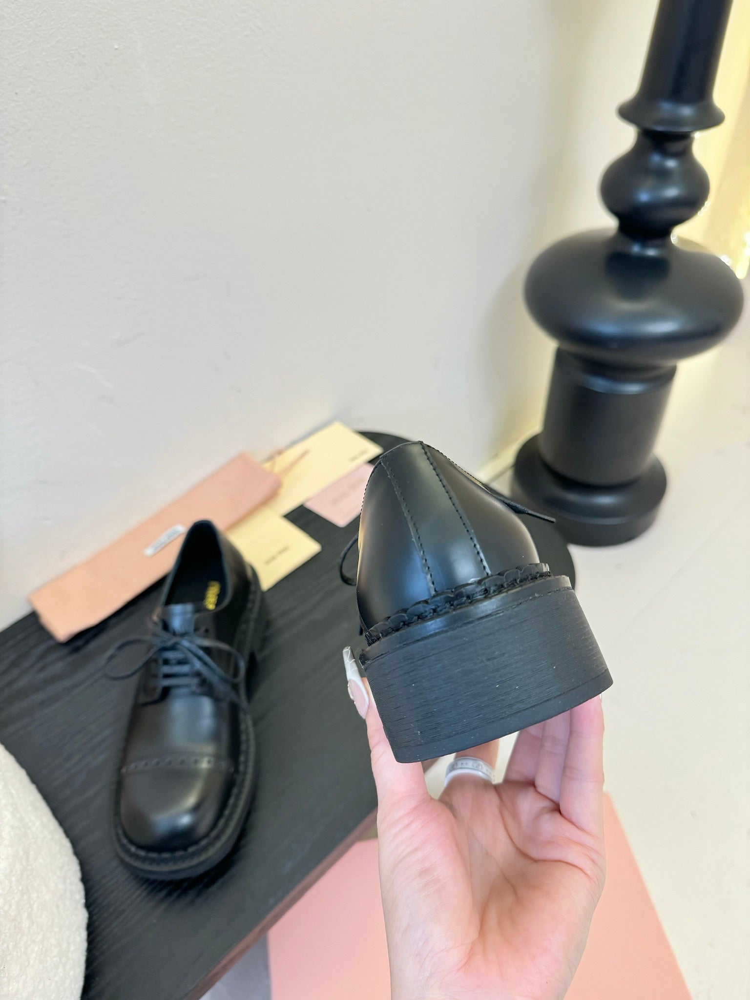 Miu 25C Chunky Oxfords Black Calfskin 235812