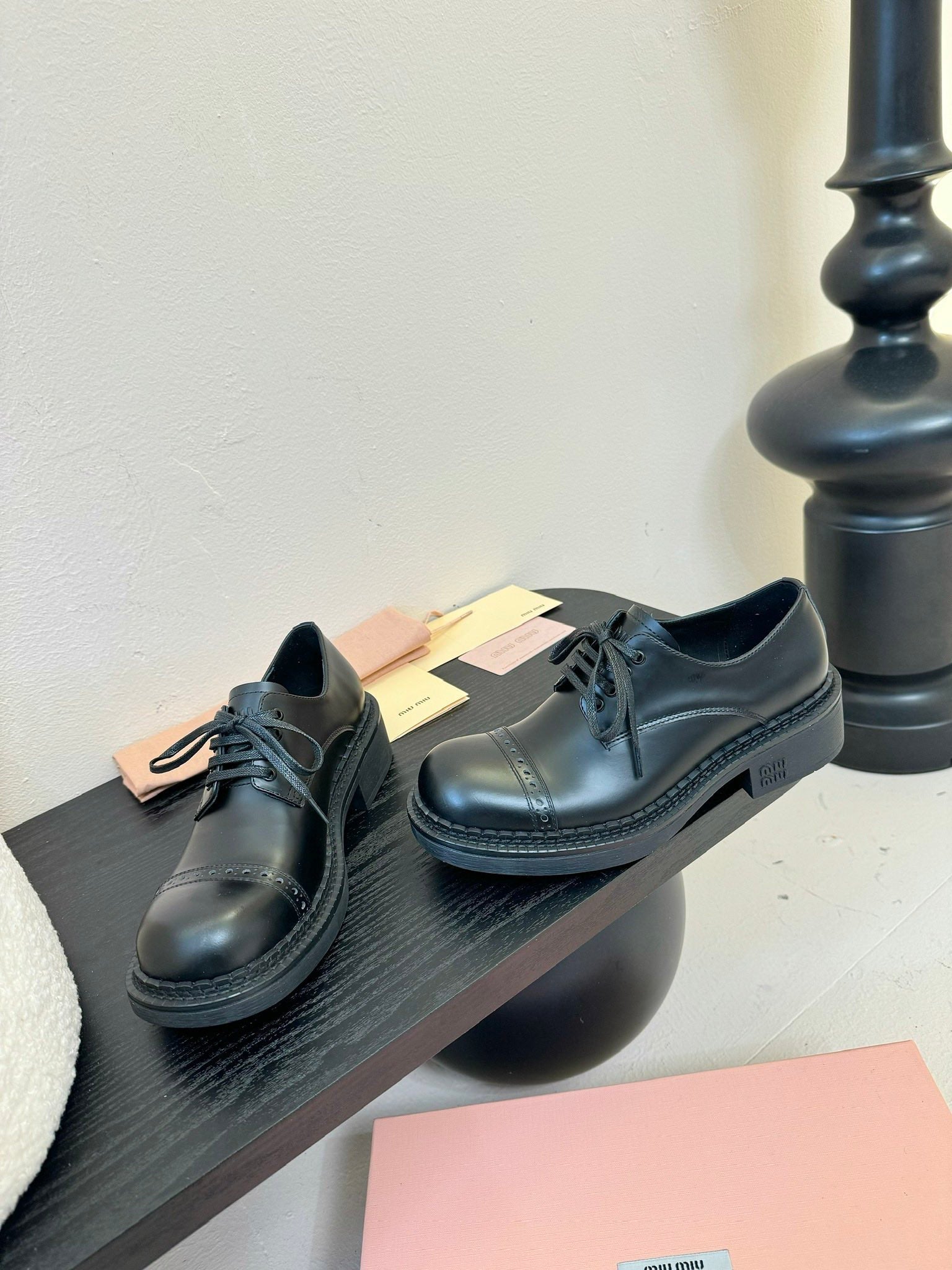 Miu 25C Chunky Oxfords Black Calfskin 235812